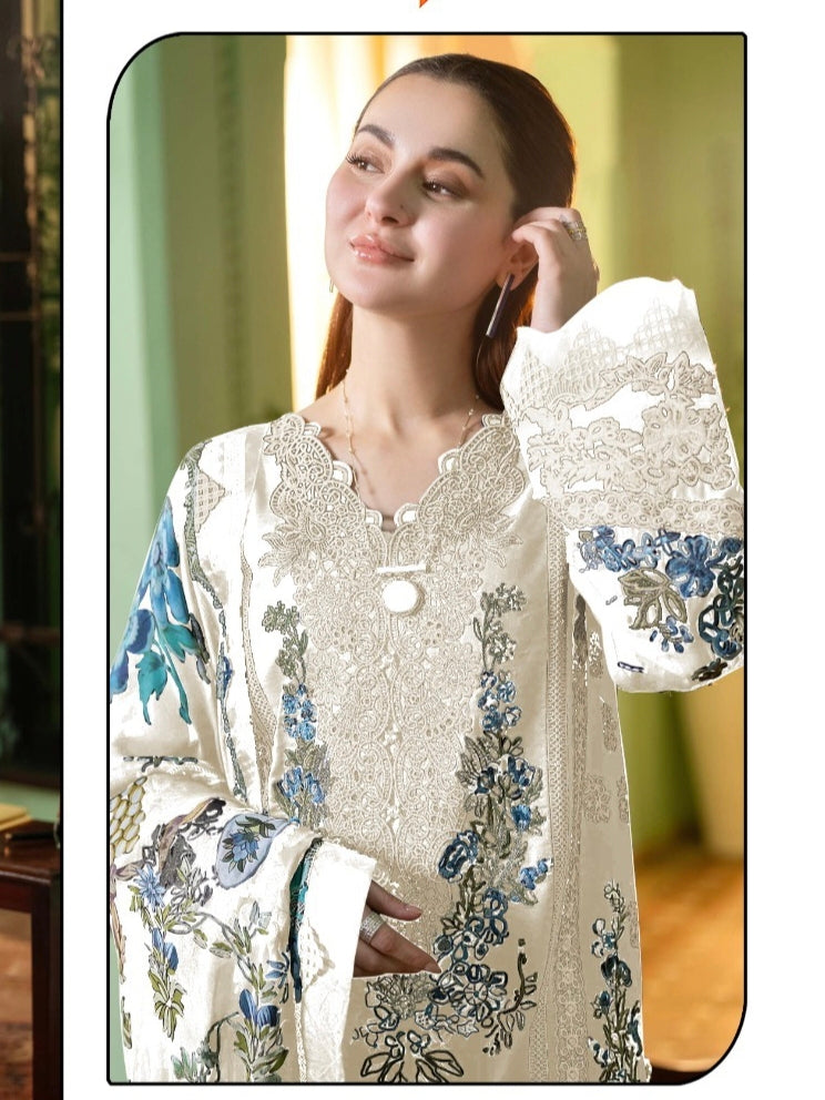 OFF WHITE HANIA LAWN COTTON EMBROIDERY SUIT 2003