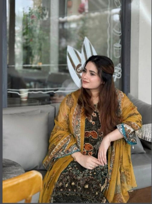 HARSHA BLACK COTTON PATCH SUIT
