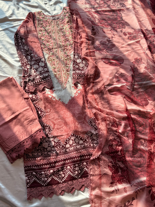 HARSHA PEACH READYMADE SUIT Q