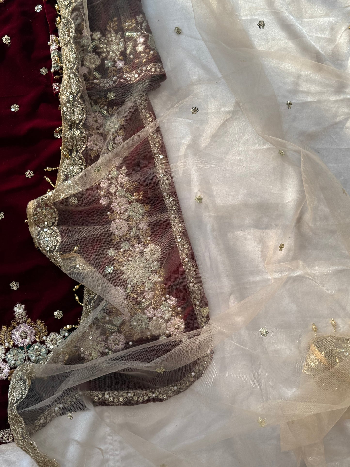 JIMMY CHOO MAROON VELVET READYMADE SUIT Q