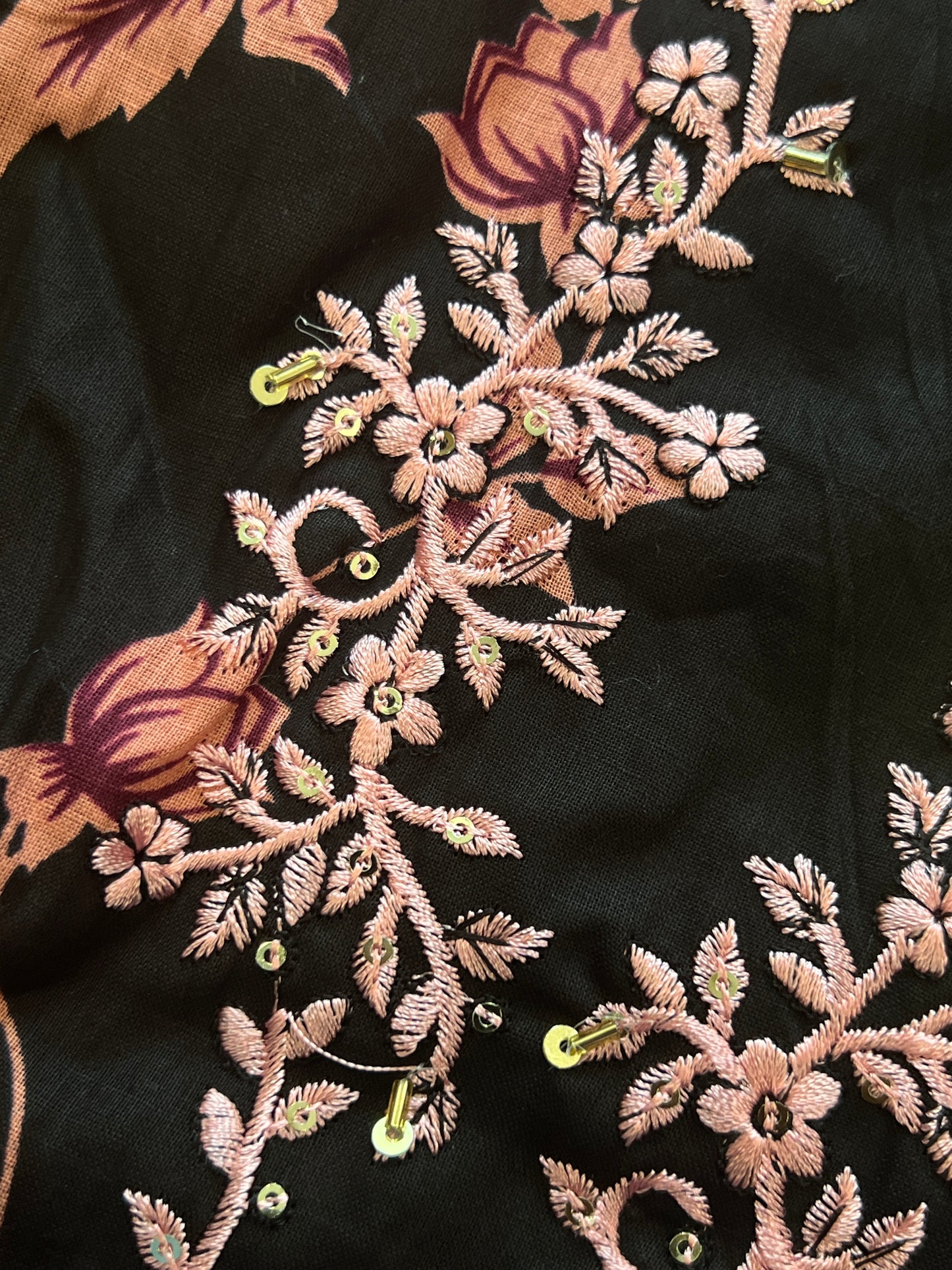 NOORE BLACK COTTON EMBROIDERY SUIT