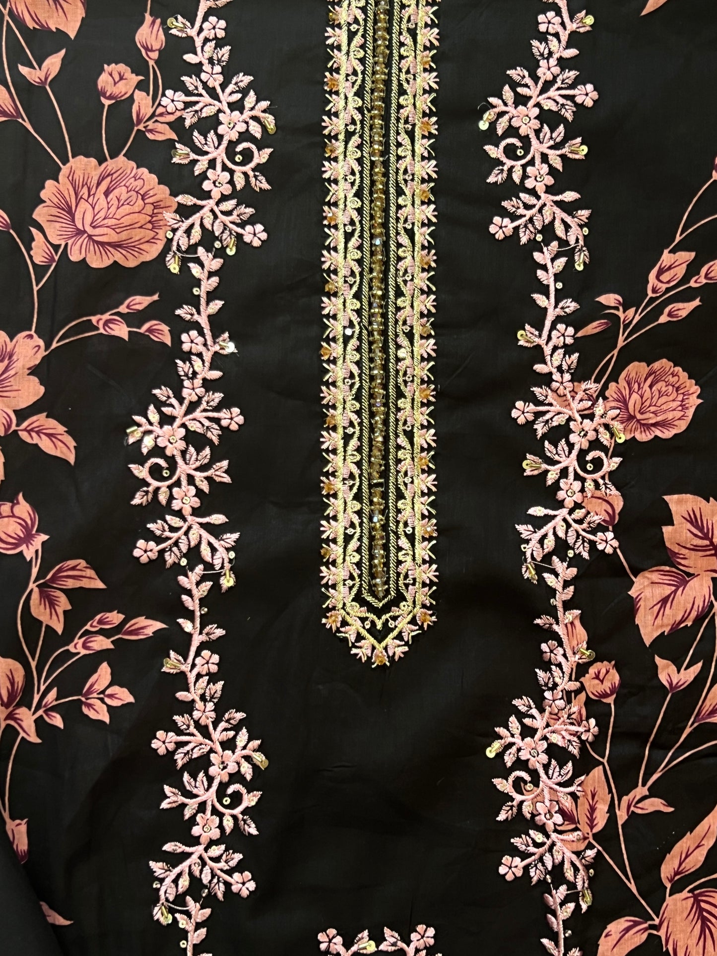 NOORE BLACK COTTON EMBROIDERY SUIT