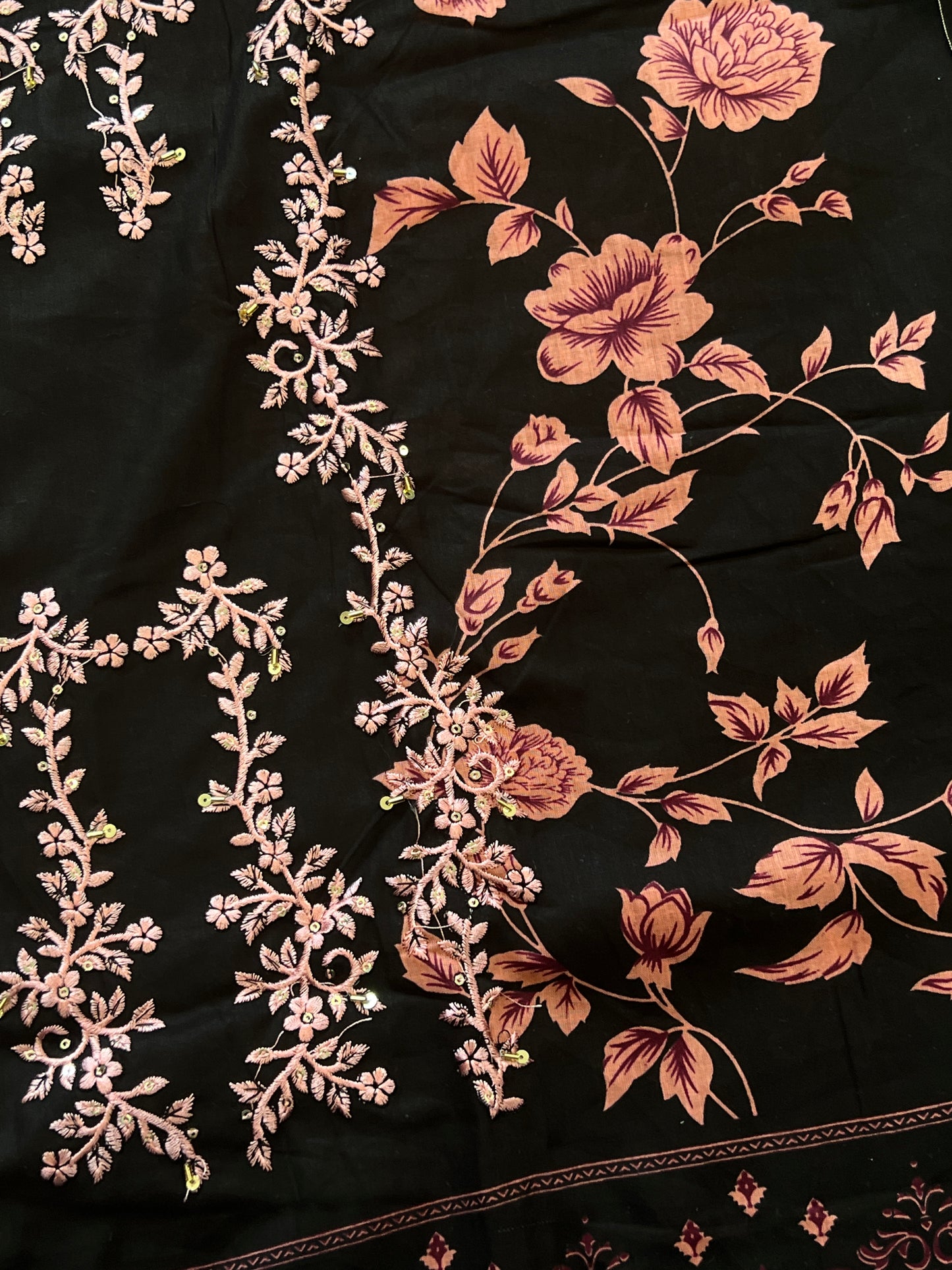 NOORE BLACK COTTON EMBROIDERY SUIT