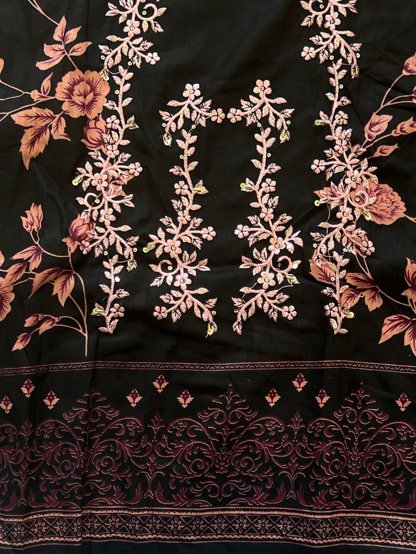 NOORE BLACK COTTON EMBROIDERY SUIT