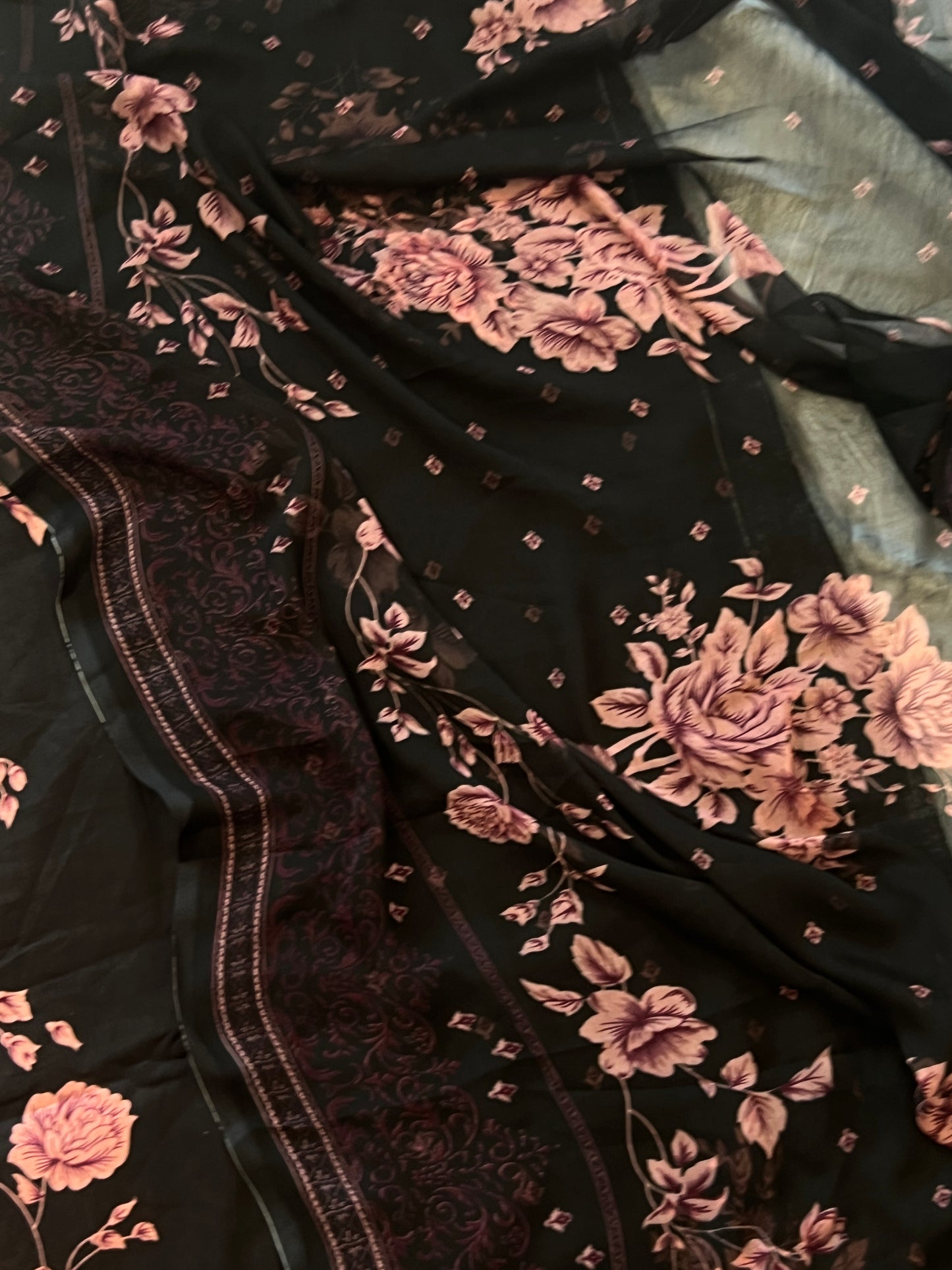 NOORE BLACK COTTON EMBROIDERY SUIT