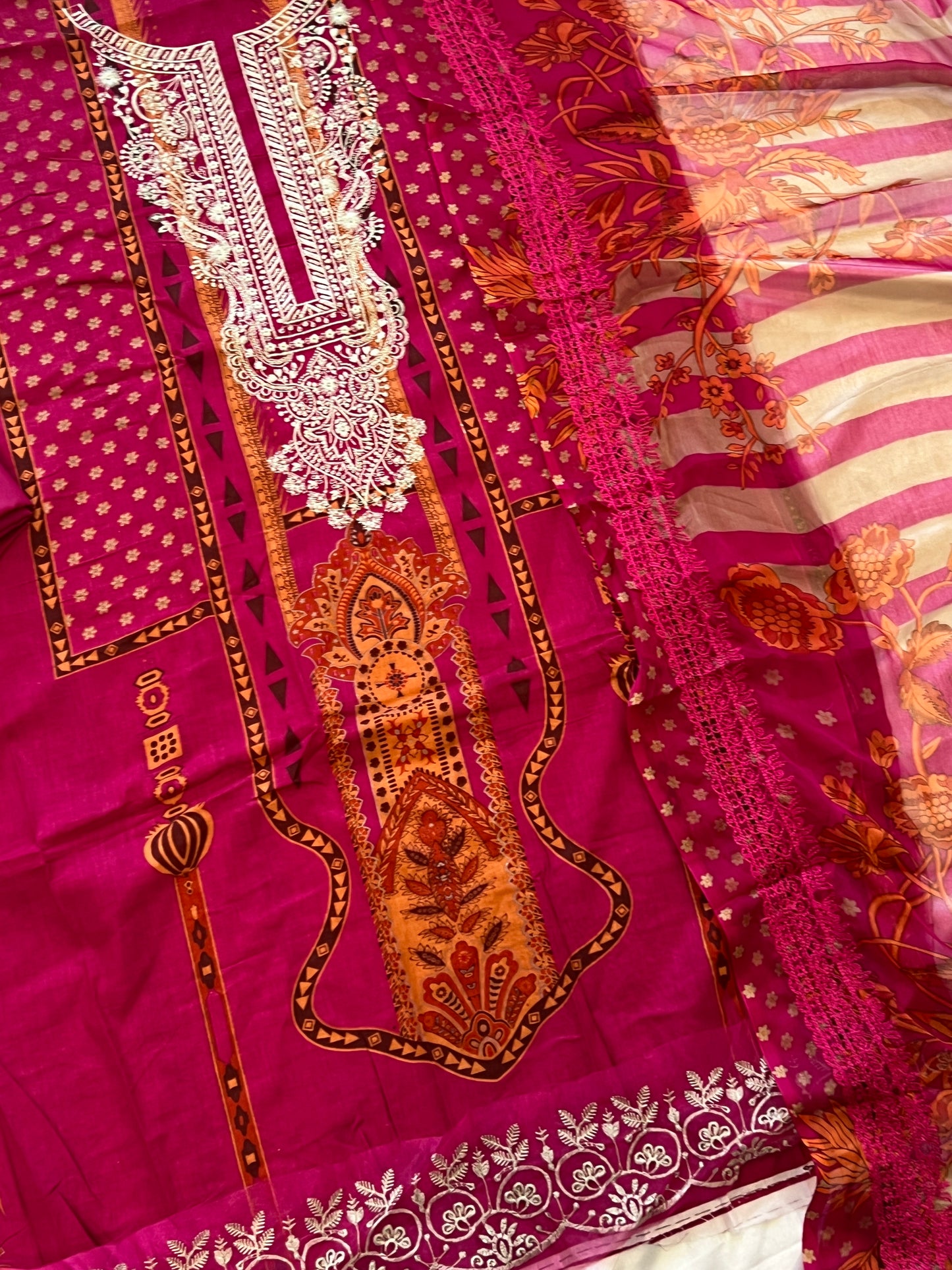 RANI PINK COTTON EMBROIDERY SUIT