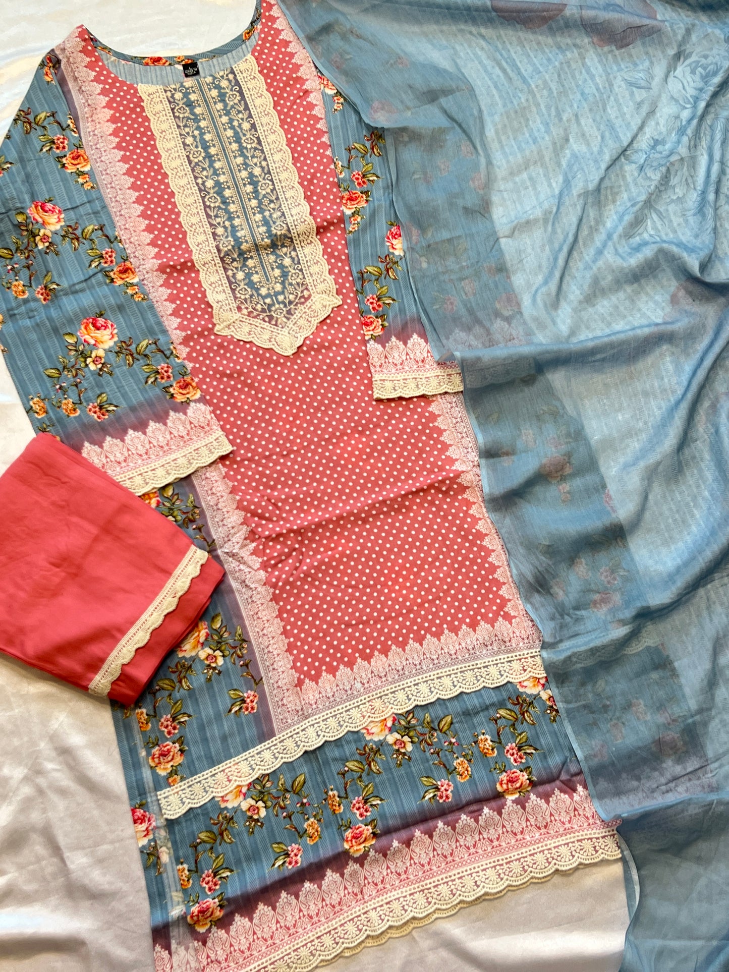 GREY MUGHAL COTTON READYMADE SUIT