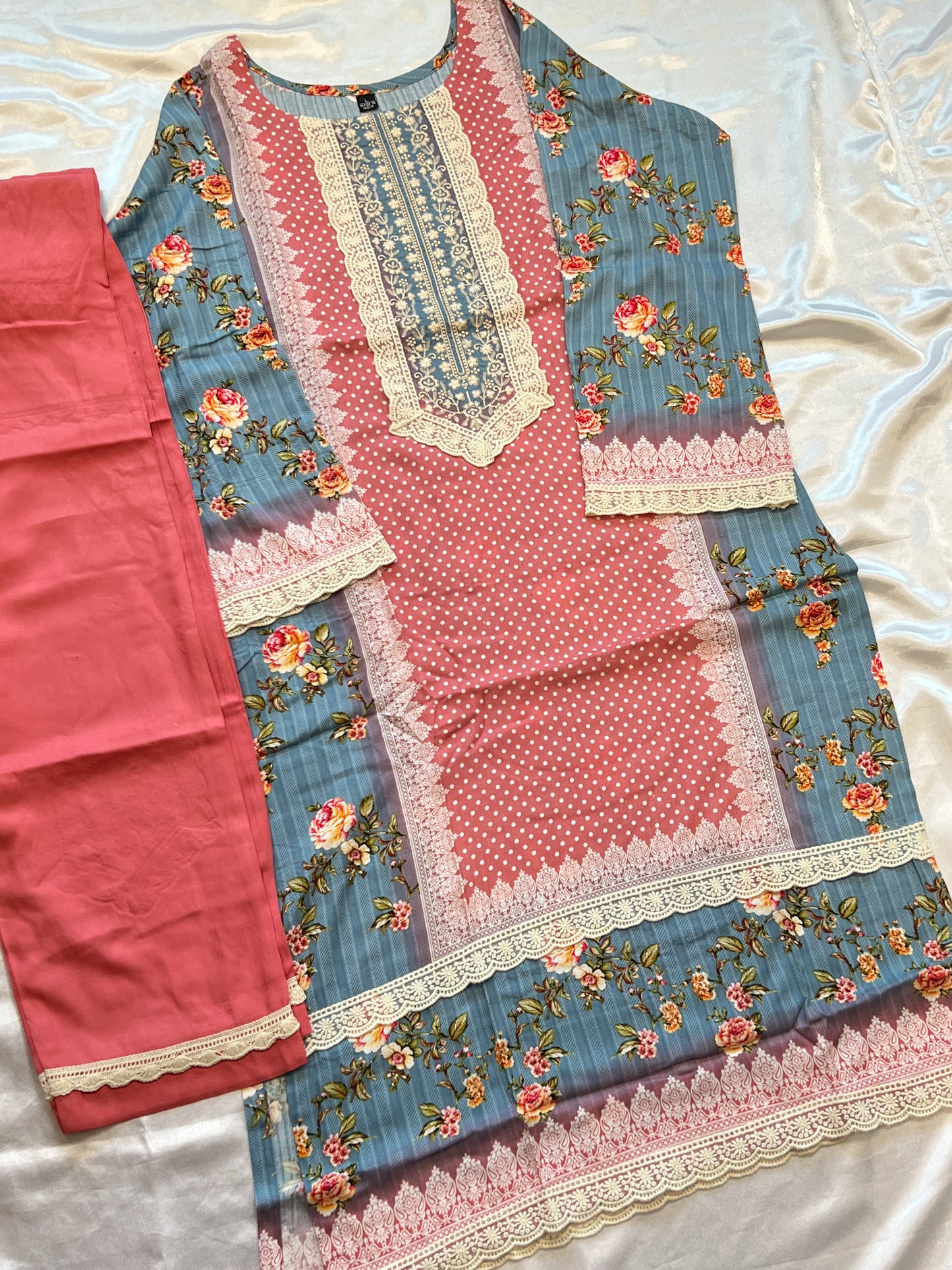 GREY MUGHAL COTTON READYMADE SUIT