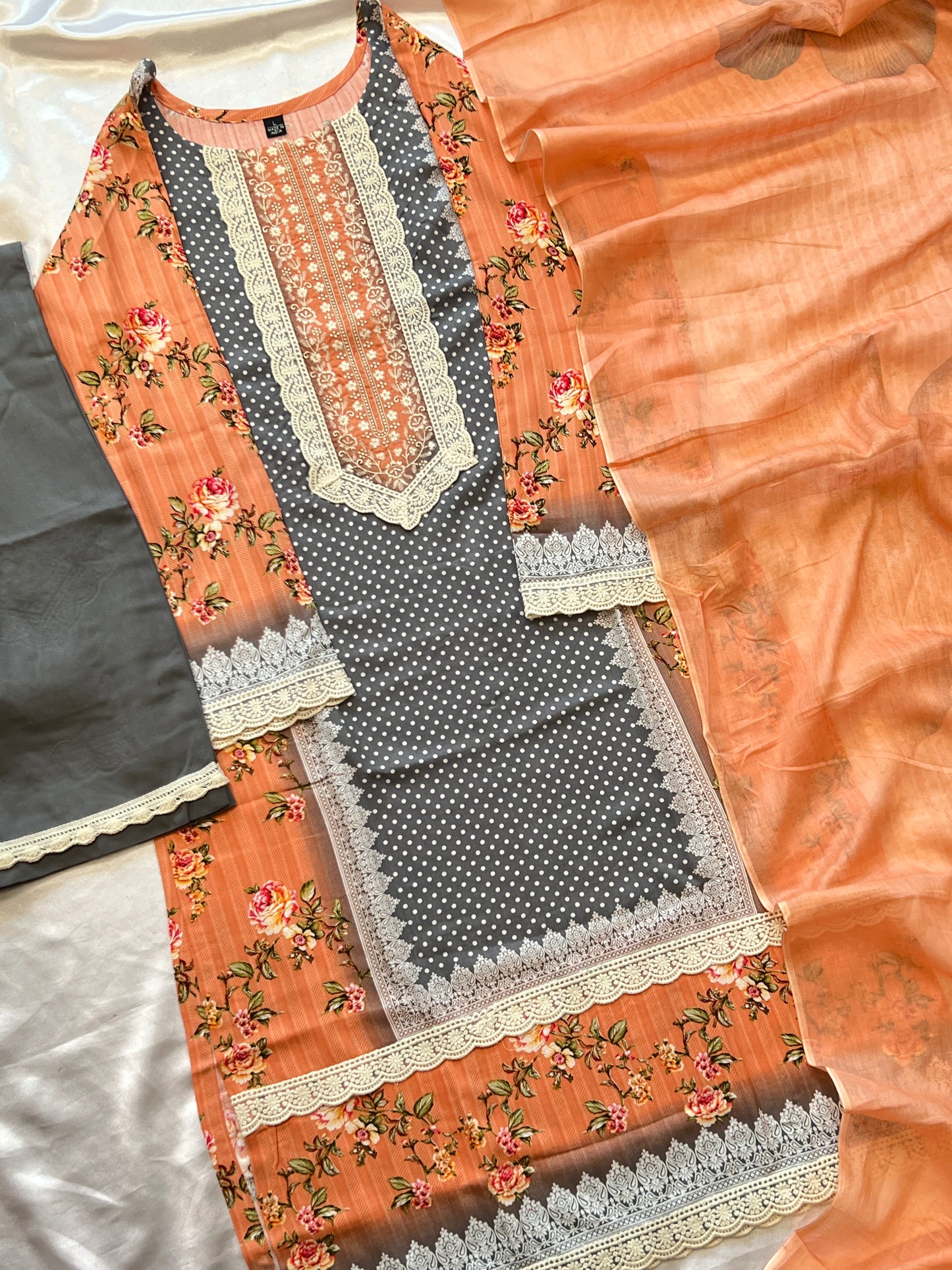 PEACH MUGHAL COTTON READYMADE SUIT