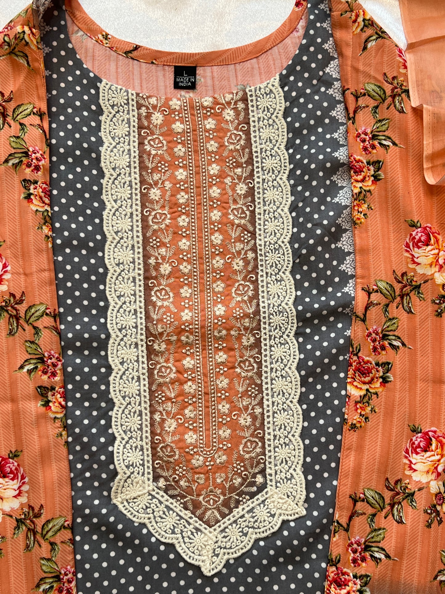 PEACH MUGHAL COTTON READYMADE SUIT