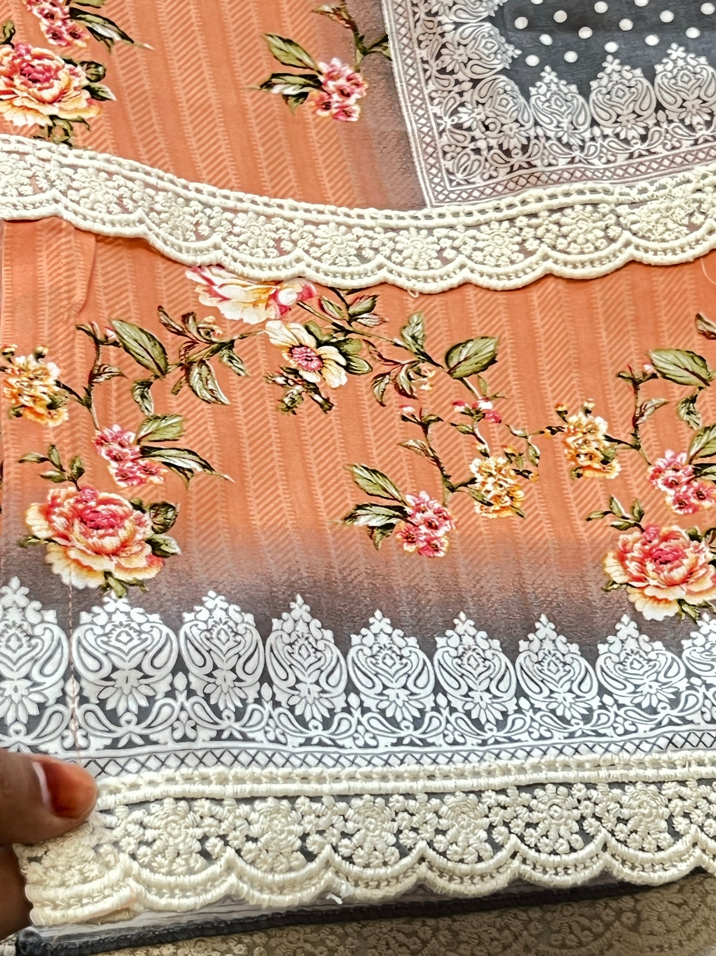 PEACH MUGHAL COTTON READYMADE SUIT