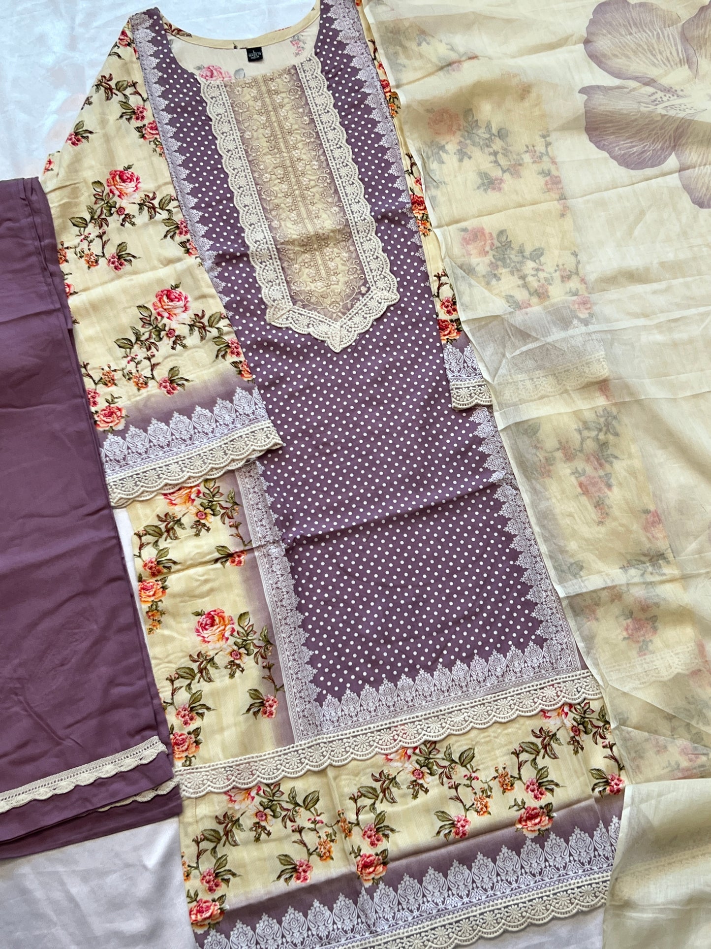OFF WHITE MUGHAL COTTON READYMADE SUIT