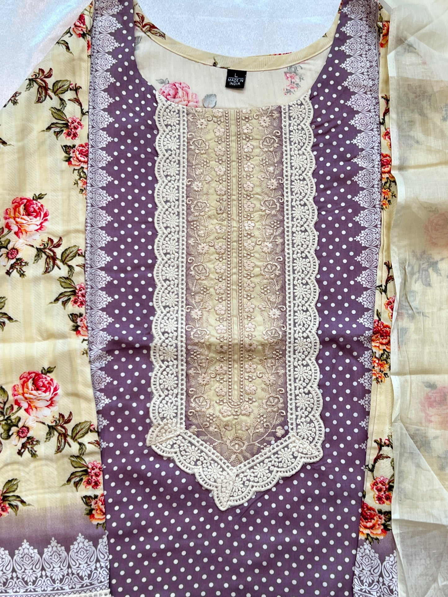 OFF WHITE MUGHAL COTTON READYMADE SUIT