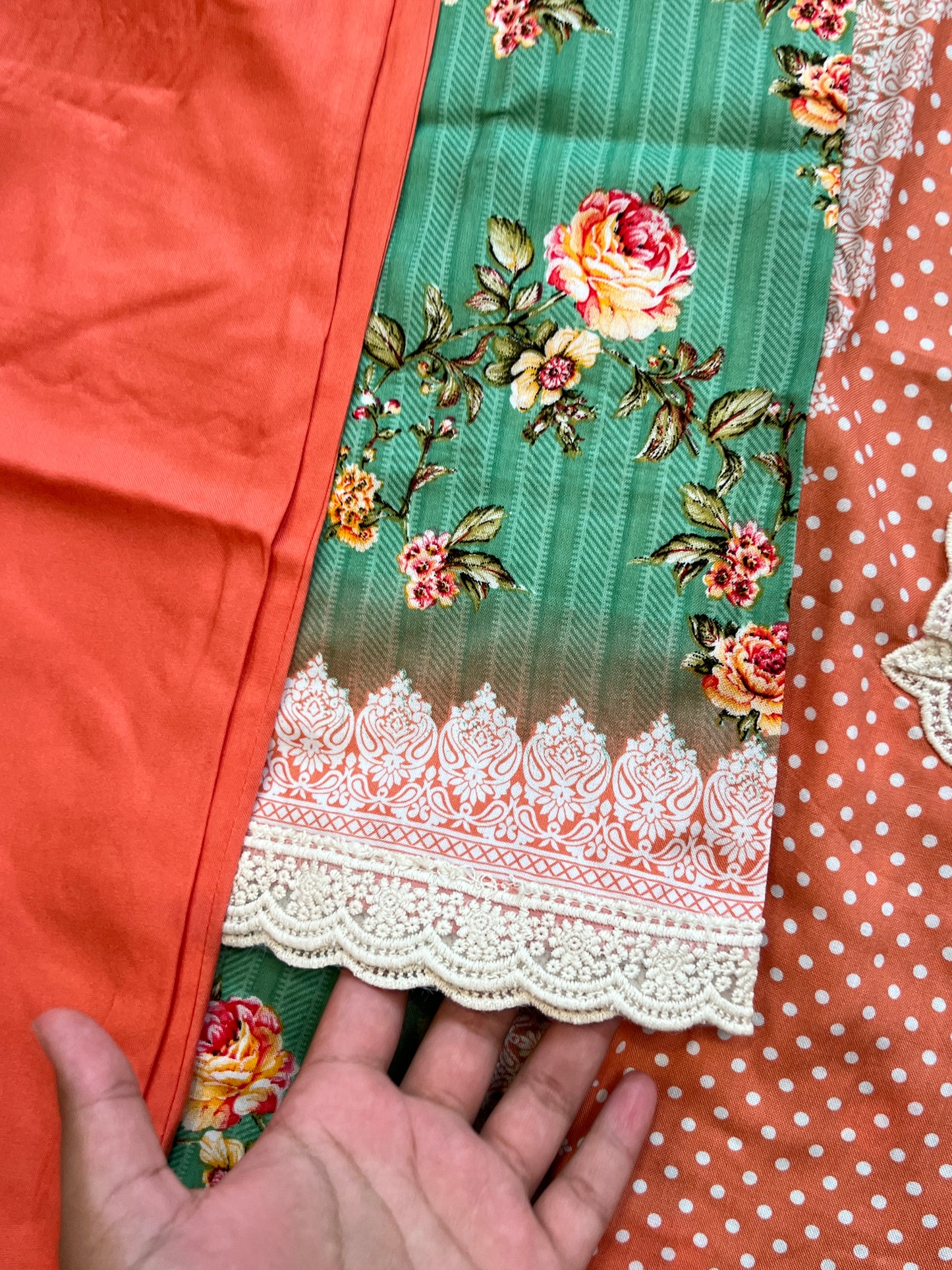 GREEN MUGHAL COTTON READYMADE SUIT