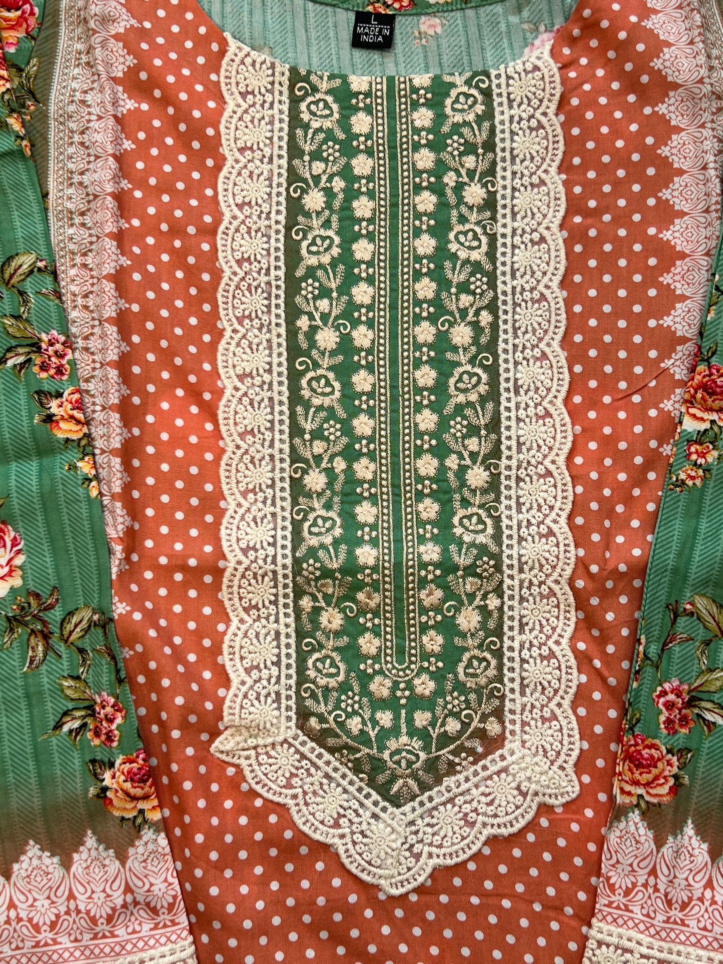 GREEN MUGHAL COTTON READYMADE SUIT