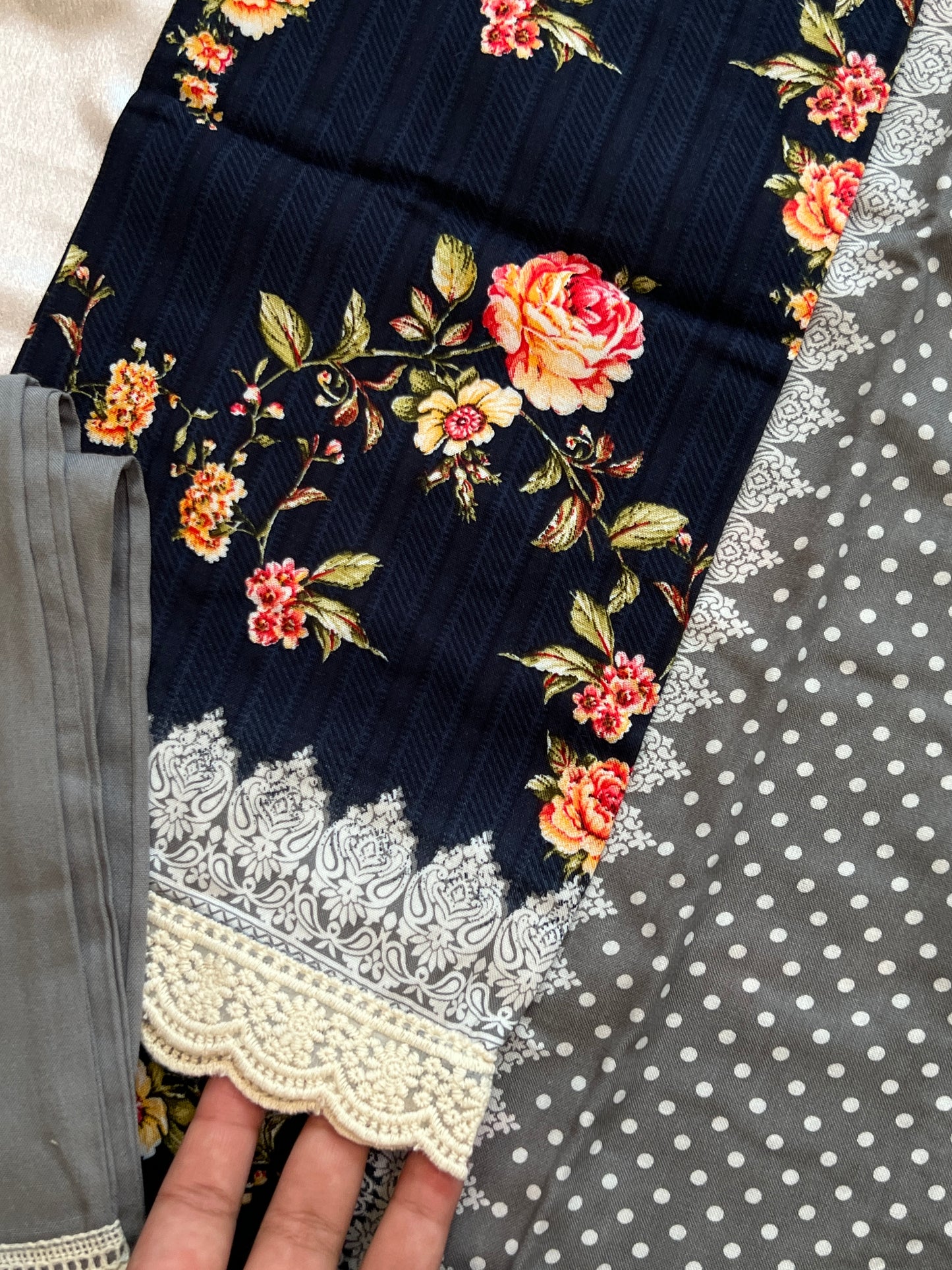 BLUE MUGHAL COTTON READYMADE SUIT