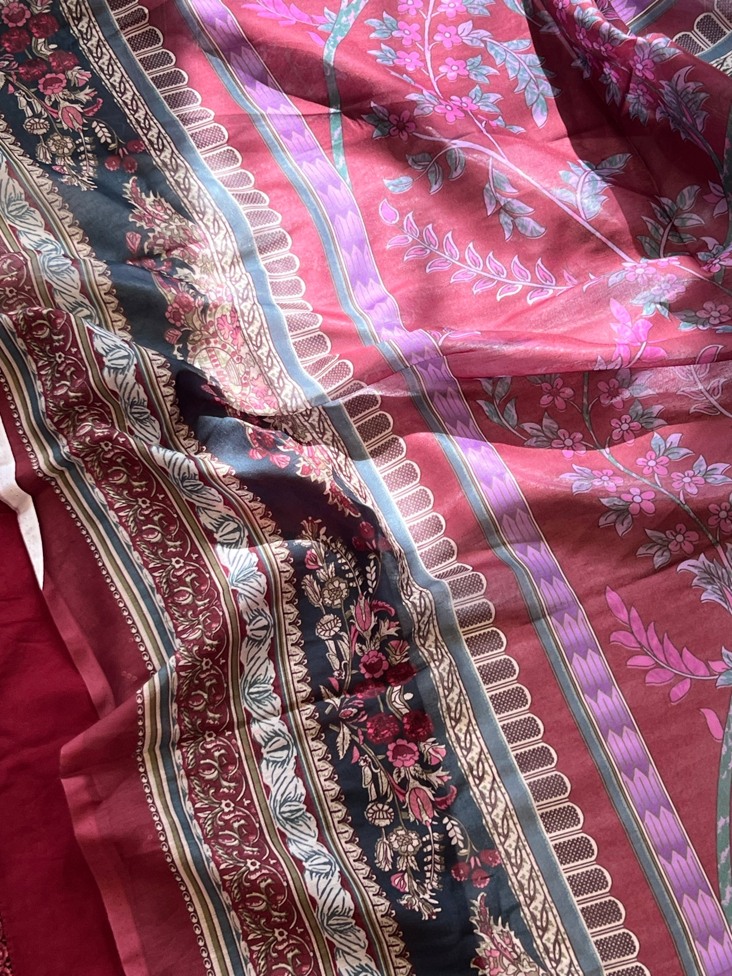 MARIA B MAROON RAYON EMBROIDERY SUIT Q