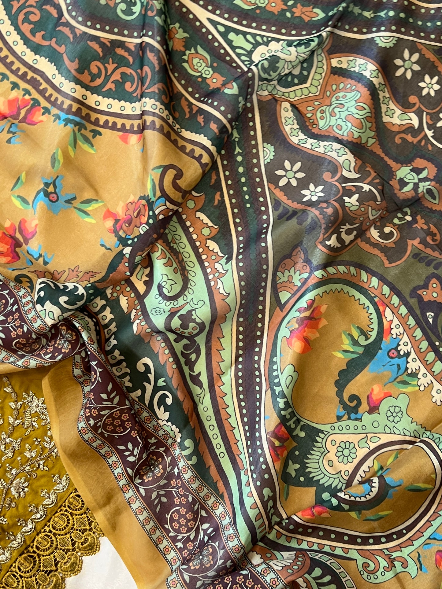 MARIA B MUSTERED RAYON EMBROIDERY SUIT