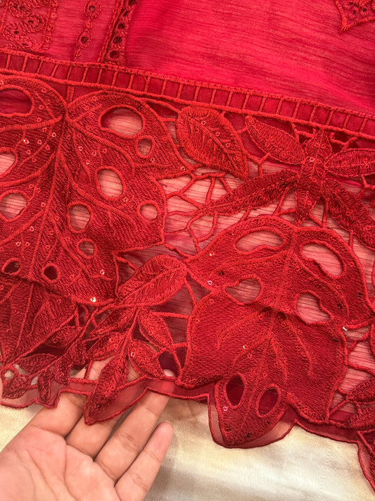 MAROON NOOR-E-CHIFFON EMBROIDERY SUIT