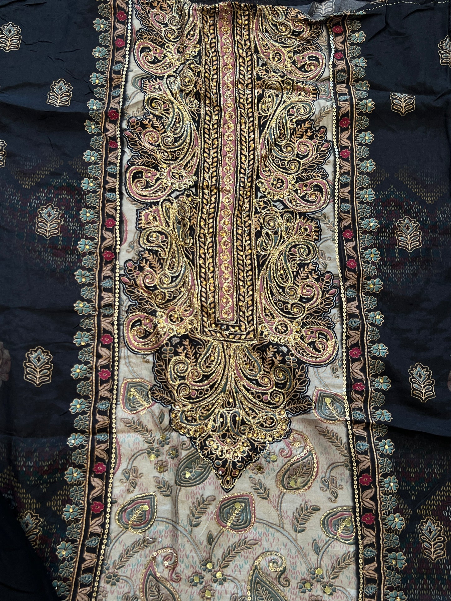 BLACK MUSLIN EMBROIDERY SUIT 281