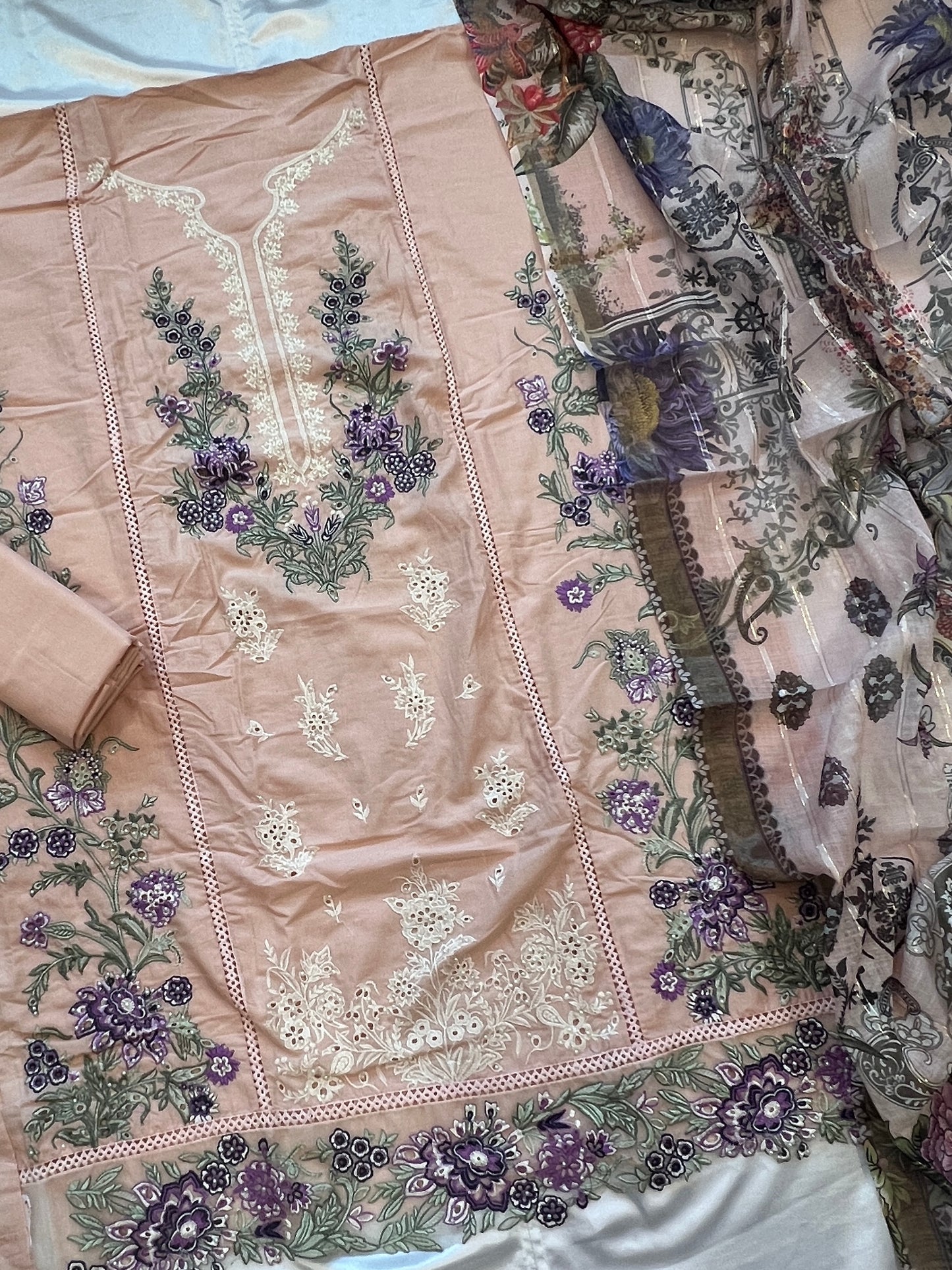 PEACH HANIA LAWN COTTON EMBROIDERY SUIT