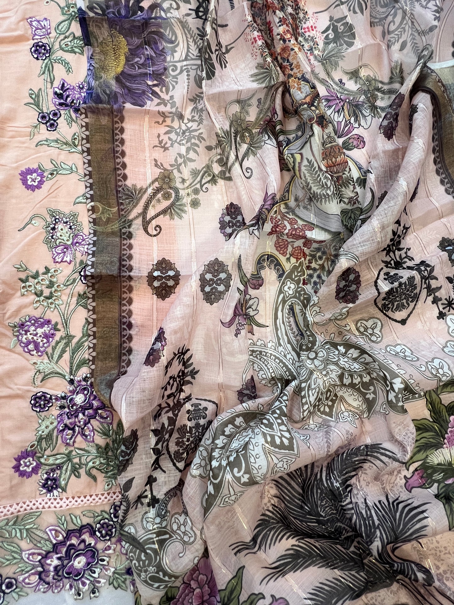 PEACH HANIA LAWN COTTON EMBROIDERY SUIT