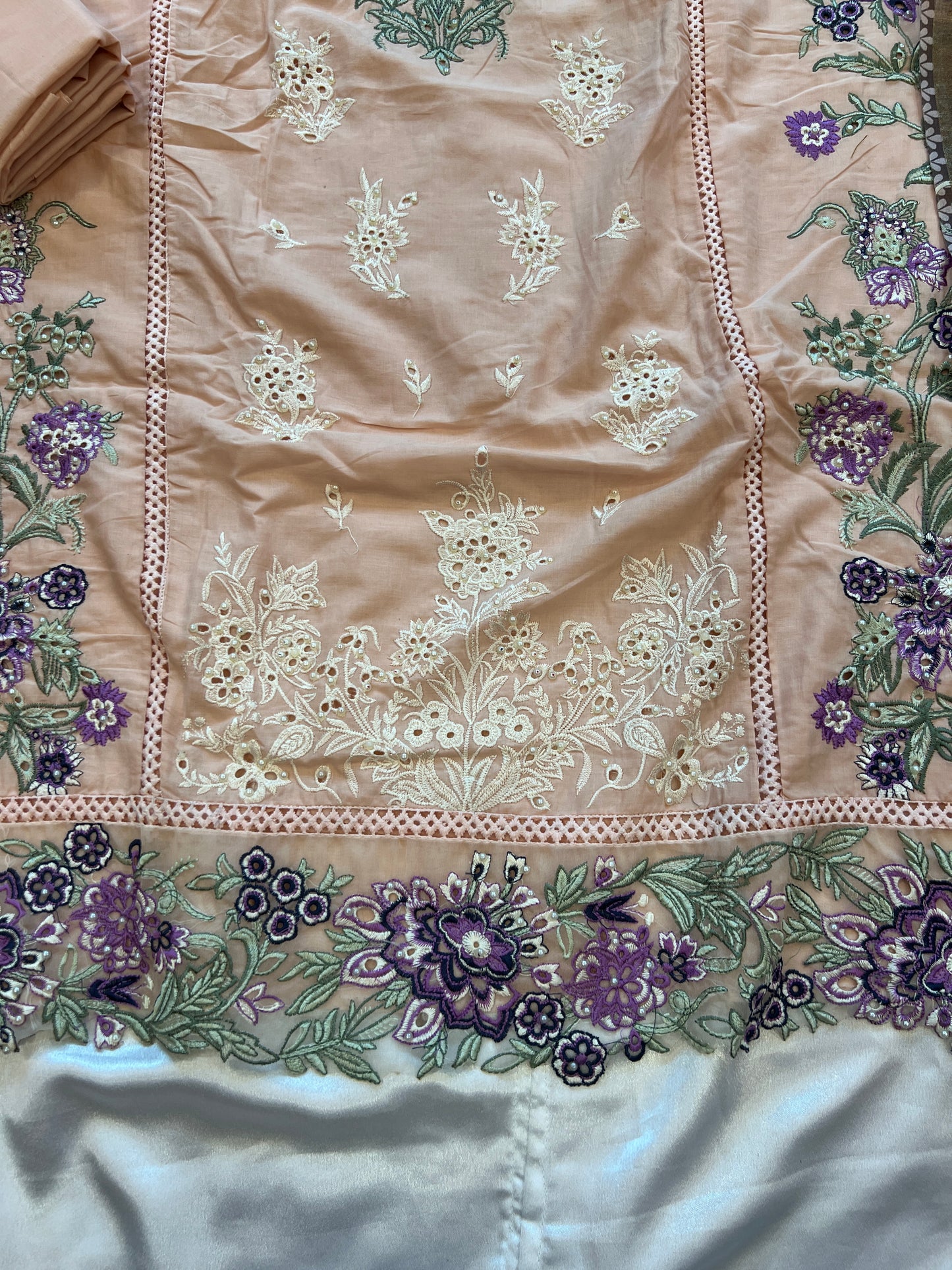 PEACH HANIA LAWN COTTON EMBROIDERY SUIT