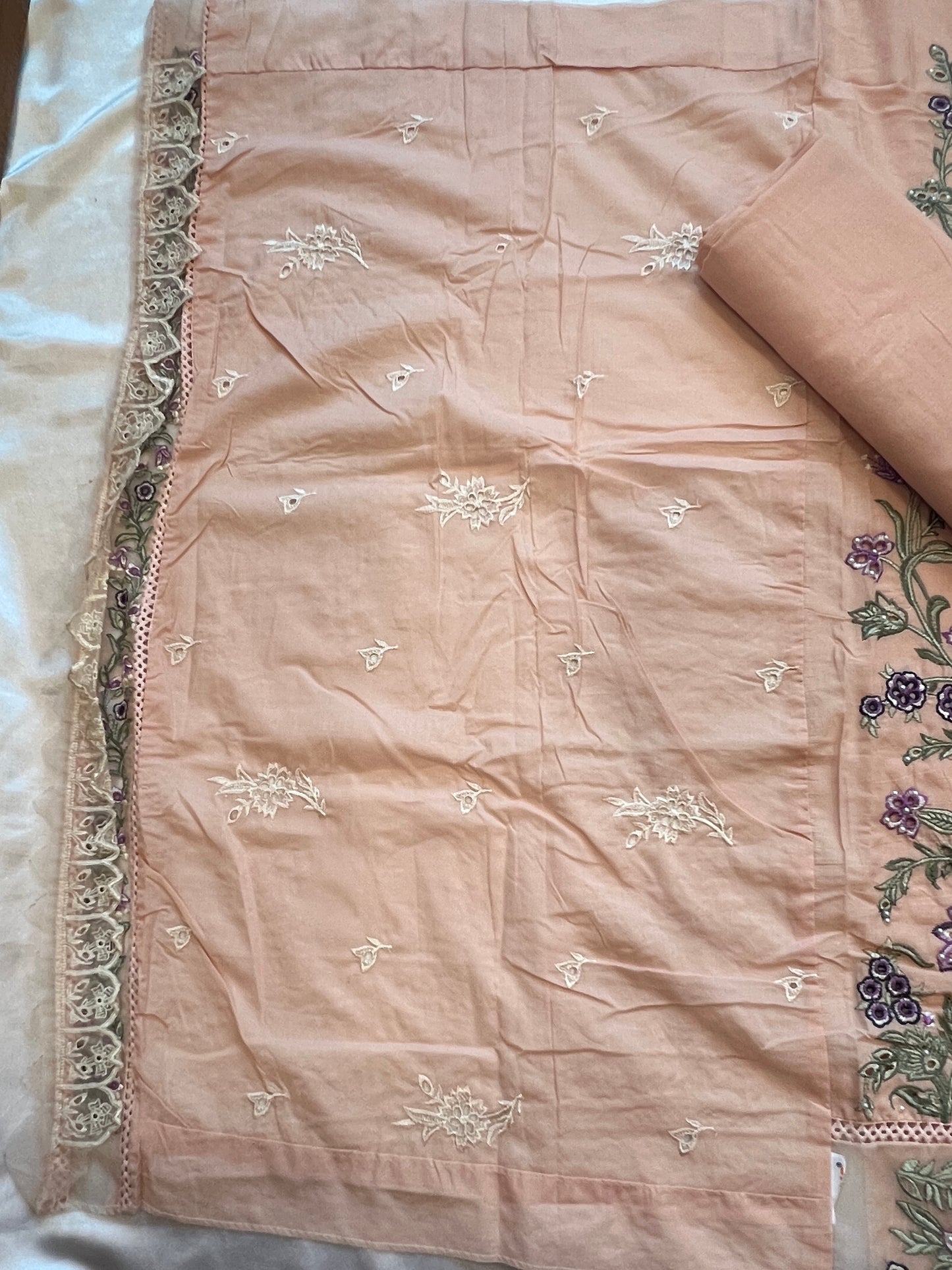PEACH HANIA LAWN COTTON EMBROIDERY SUIT