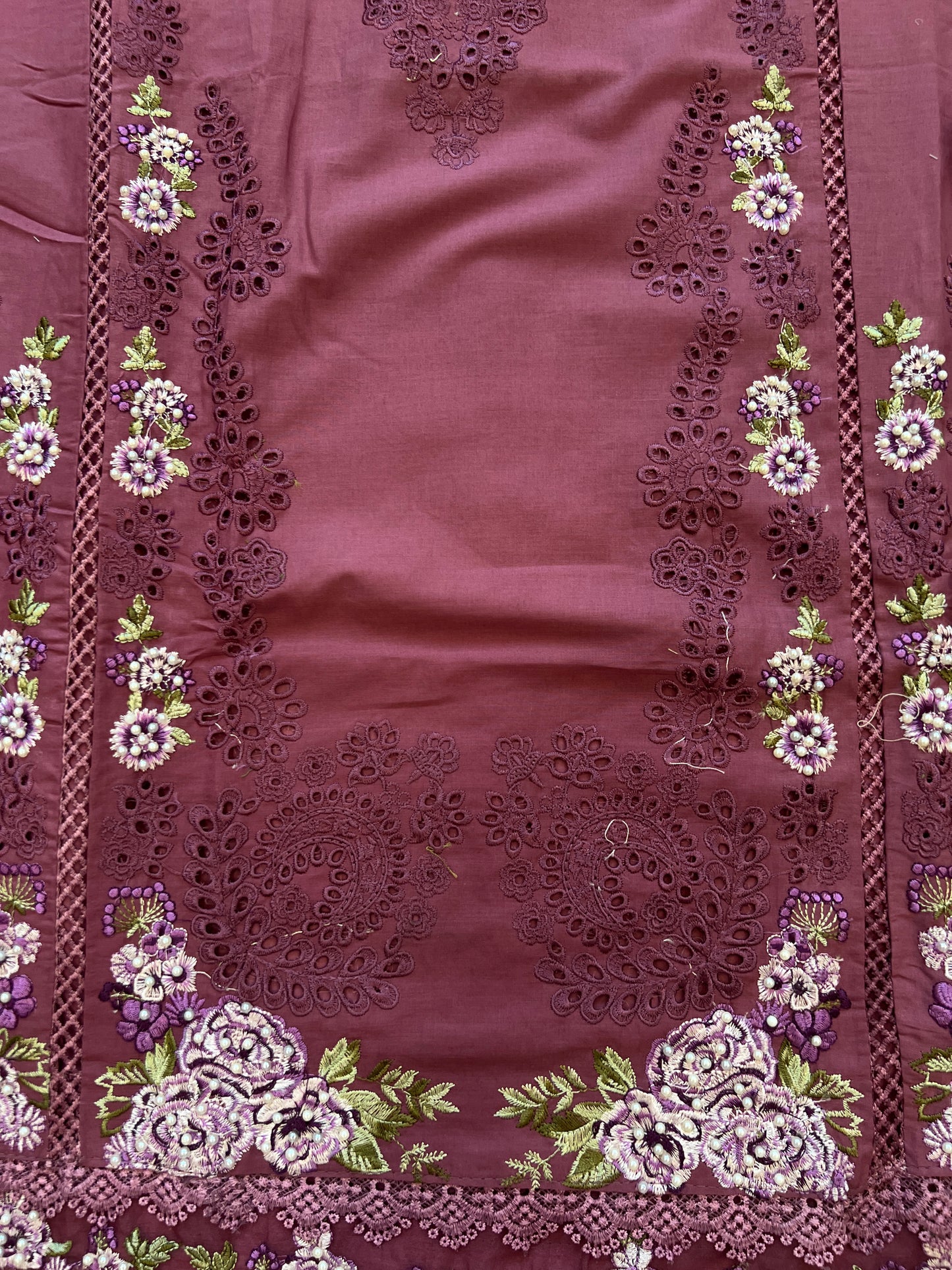 MAROON HANIA LAWN COTTON EMBROIDERY SUIT