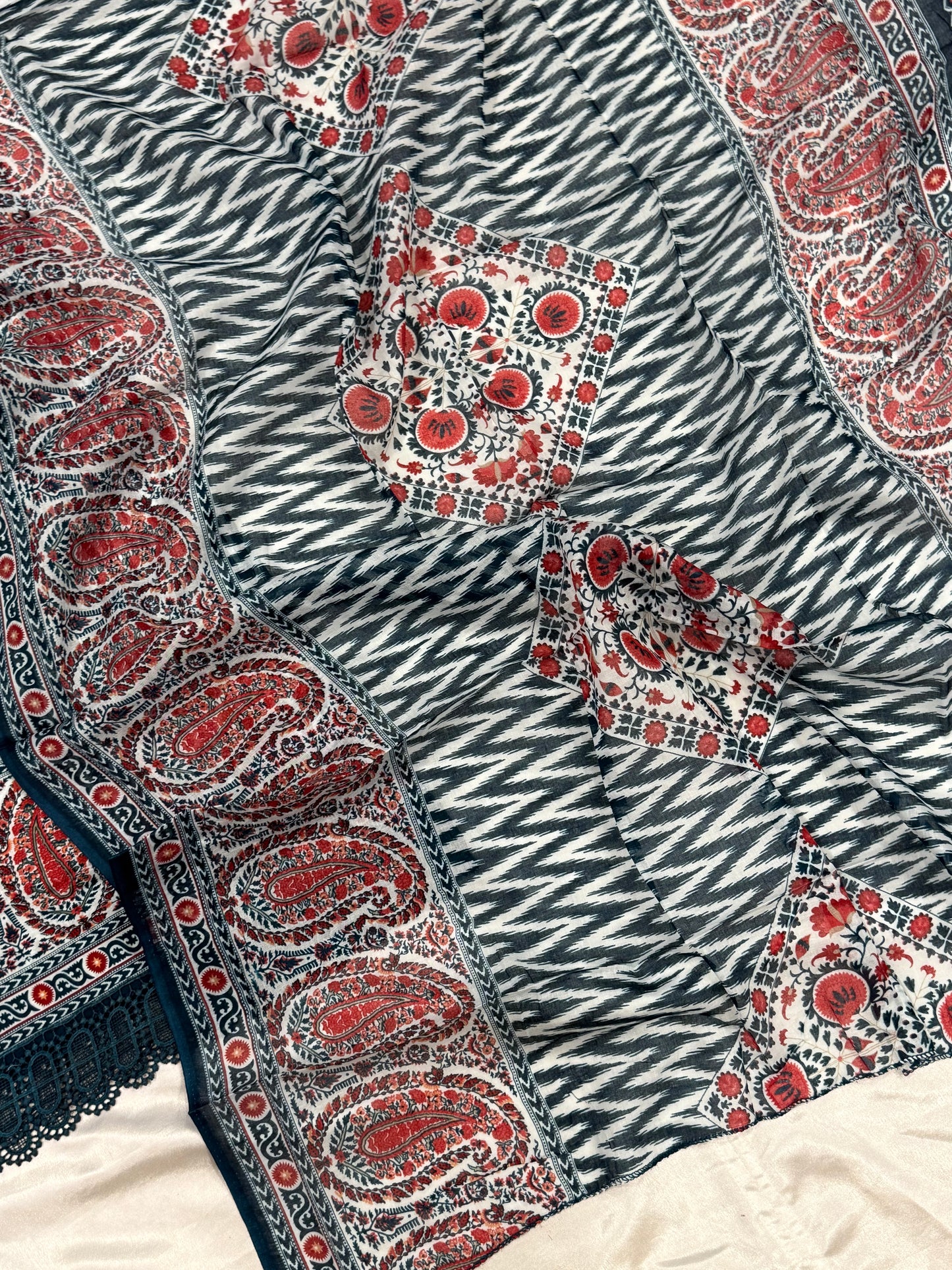 ELAHE BLUE LAWN READYMADE SUIT 3 Q