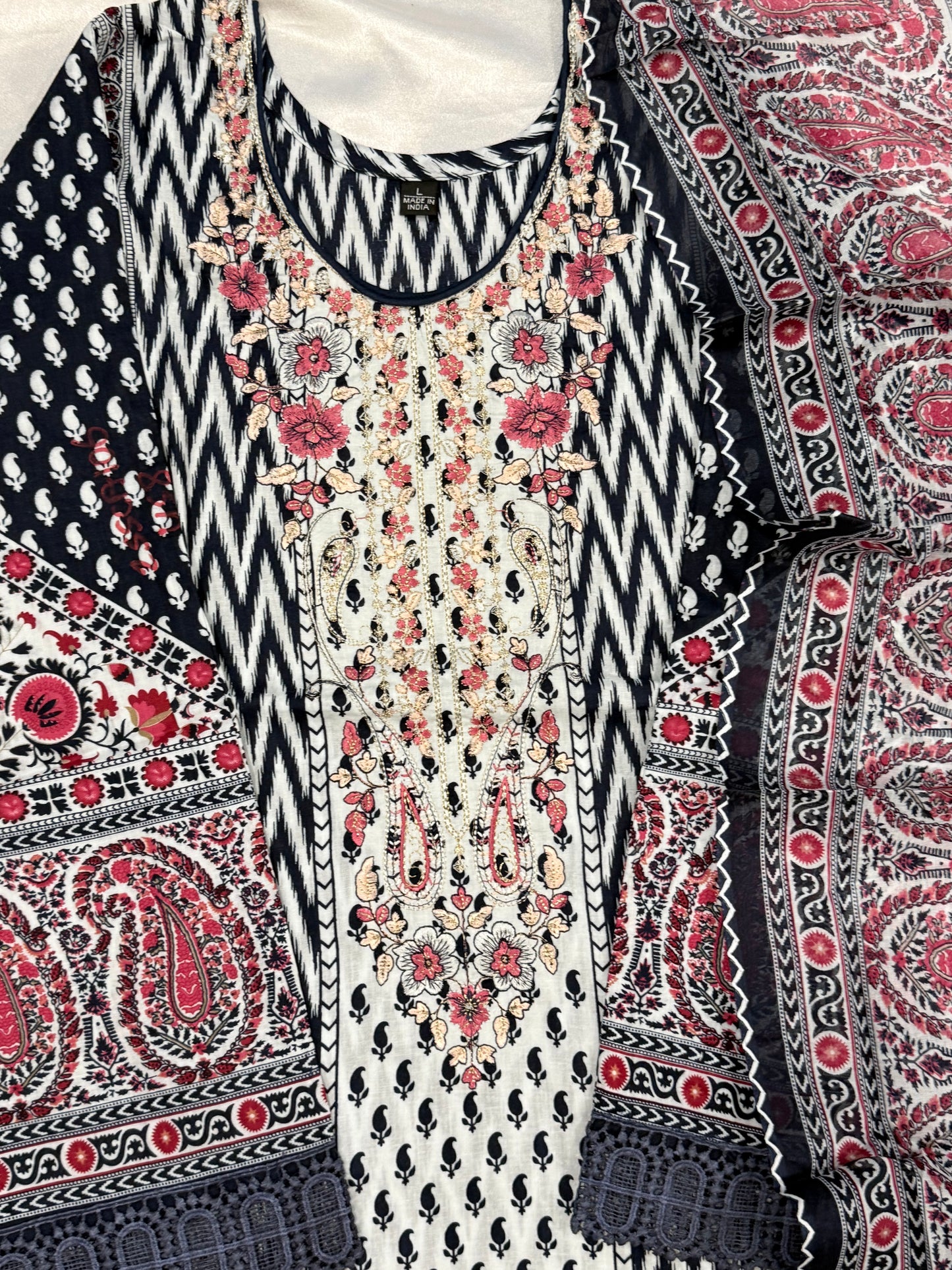 ELAHE BLUE LAWN READYMADE SUIT 3 Q