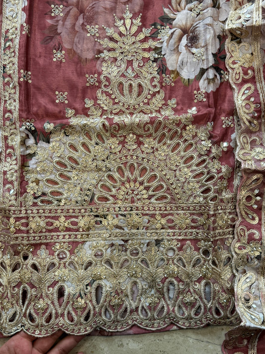 CHINNON SILK READYMADE EMBROIDERY SUIT 977 Q