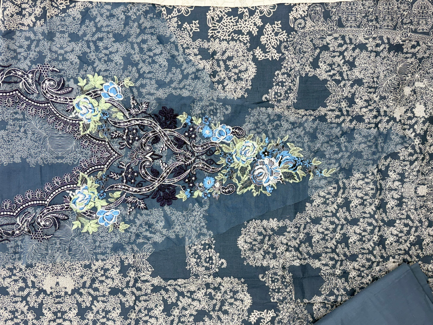BLUE FLORAL COTTON PATCH SUIT Q