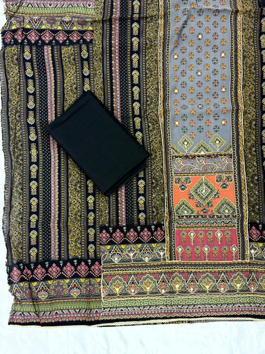BLACK NAYAB MUSLIN EMBROIDERY SUIT Q