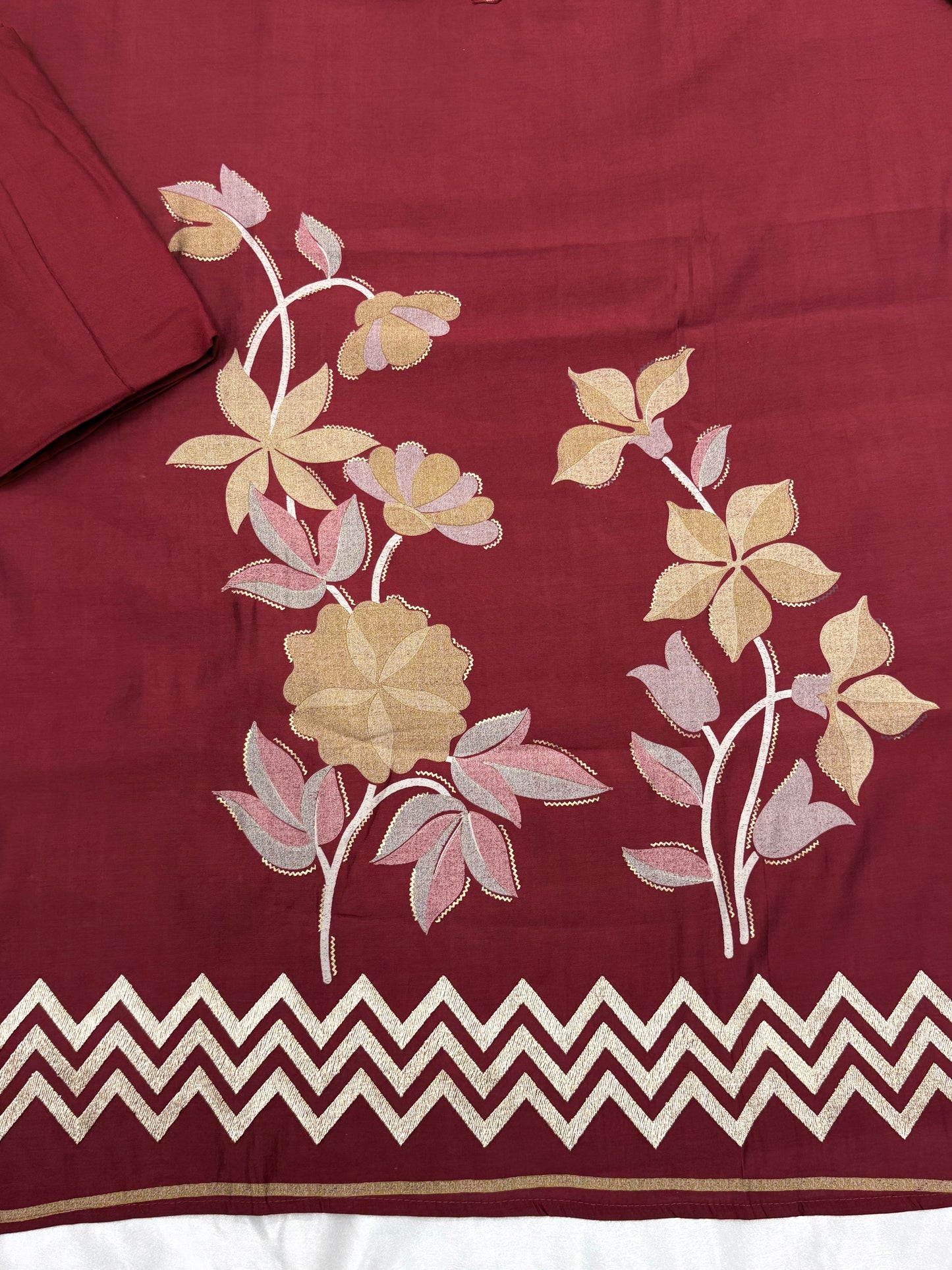 MAROON MUMTAZ MUSLIN EMBROIDERY SUIT Q