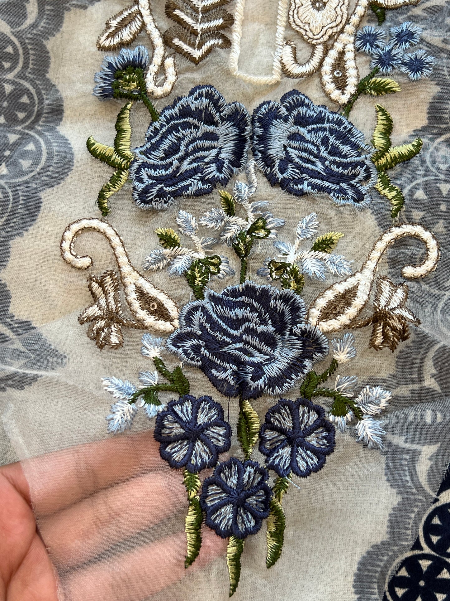 BLUE FLORAL COTTON PATCH SUIT