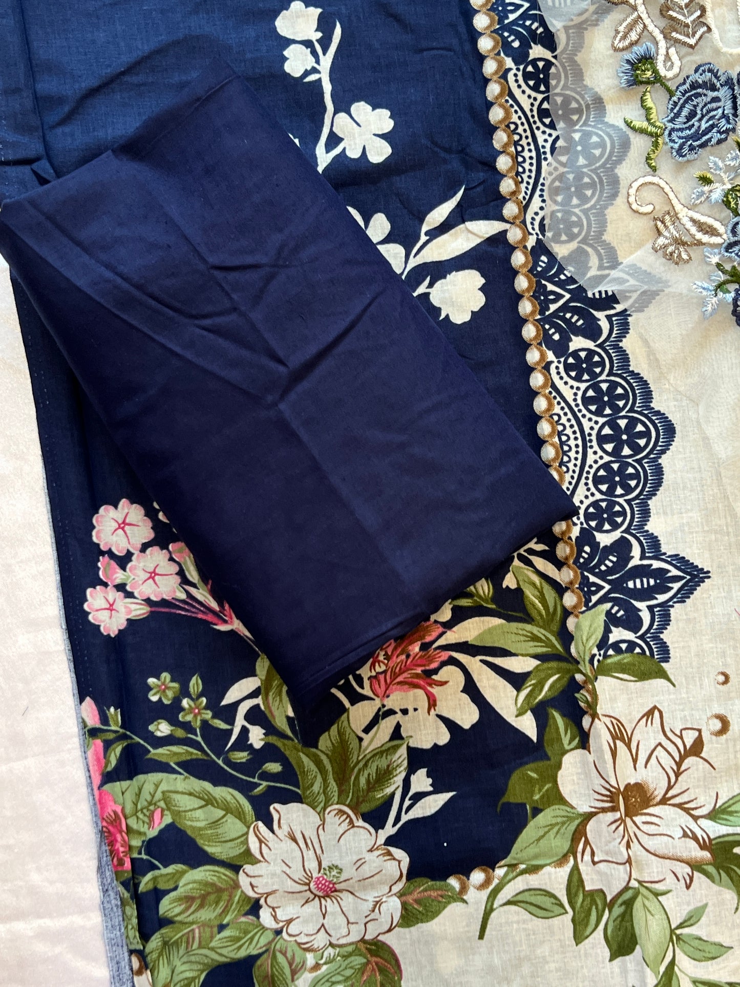 BLUE FLORAL COTTON PATCH SUIT