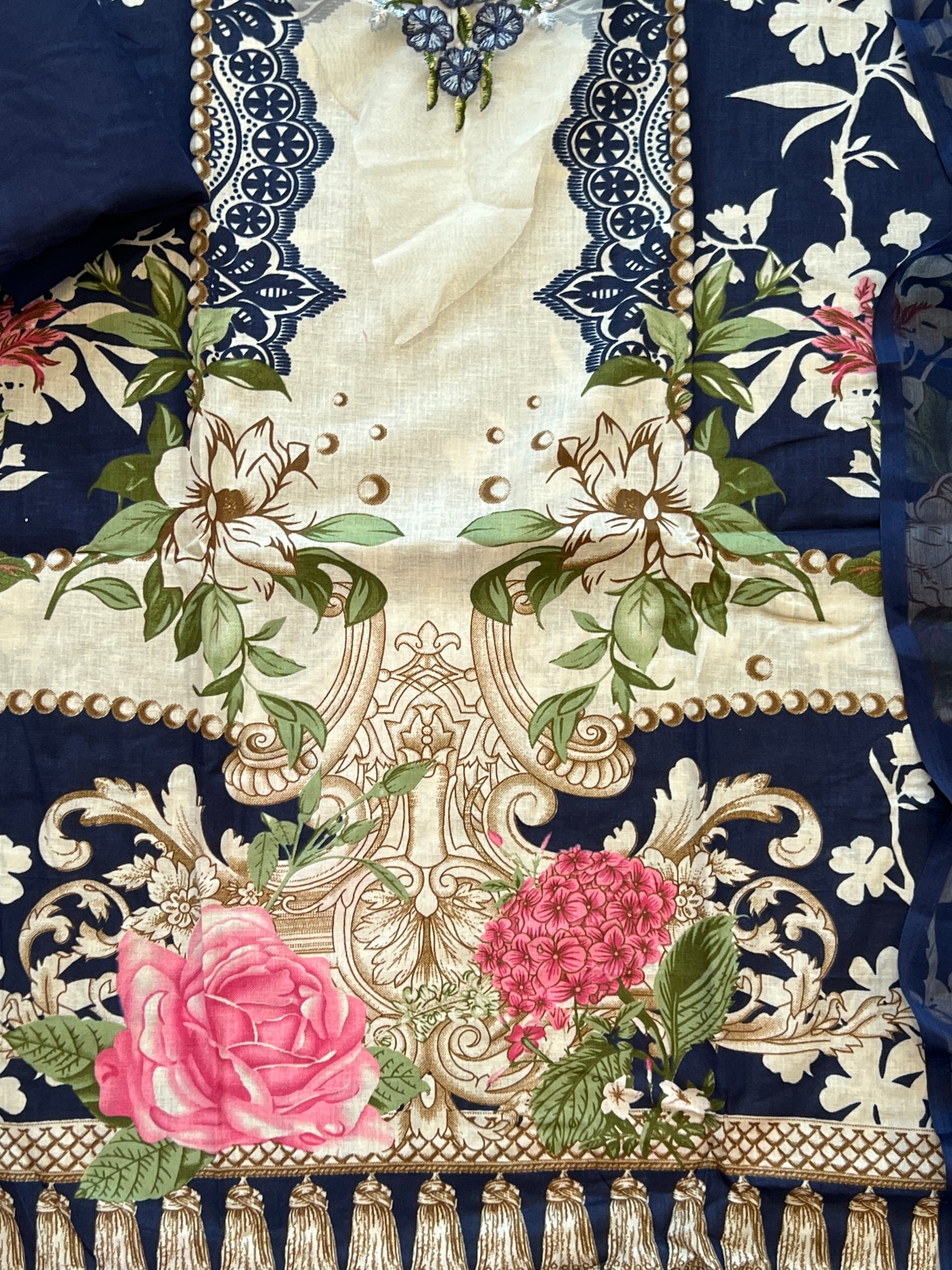 BLUE FLORAL COTTON PATCH SUIT