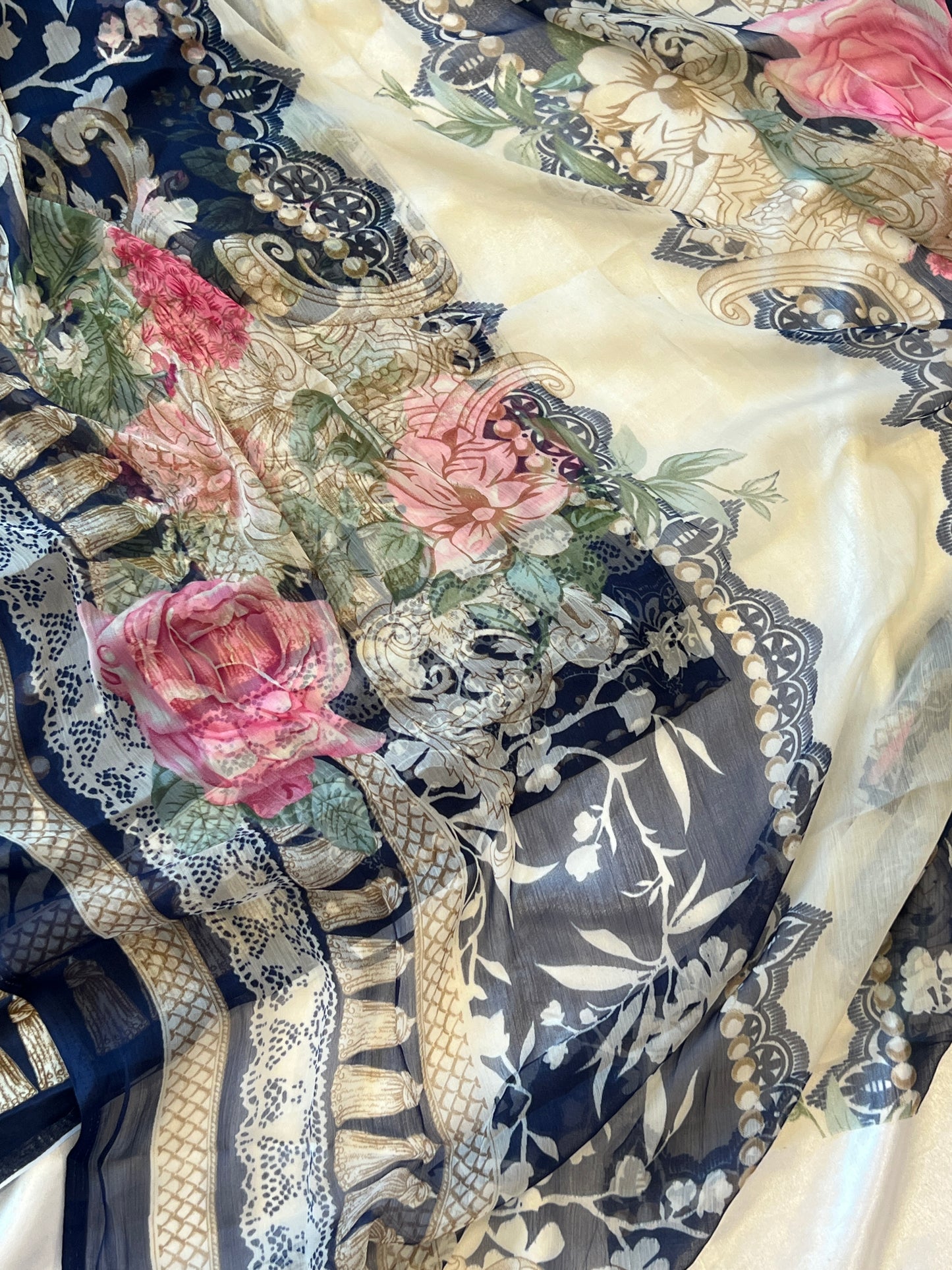 BLUE FLORAL COTTON PATCH SUIT
