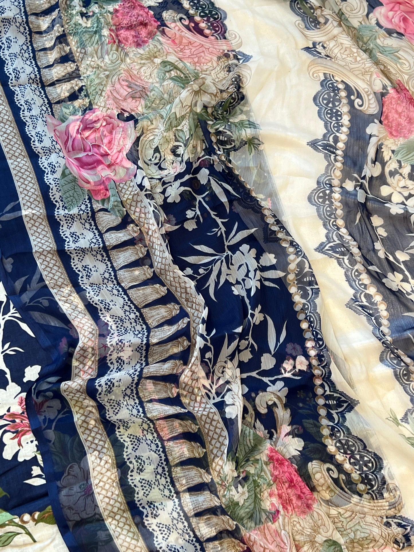 BLUE FLORAL COTTON PATCH SUIT