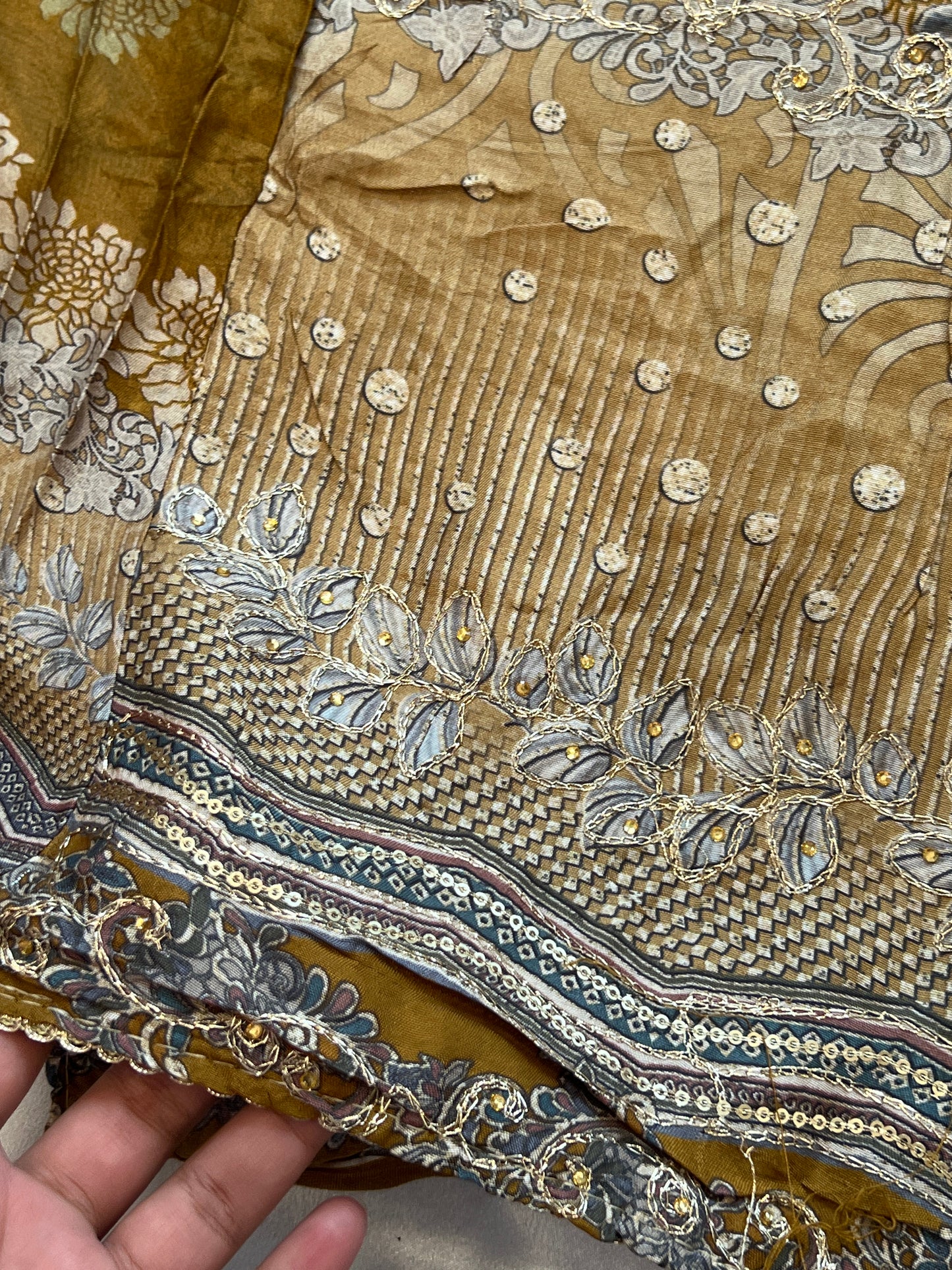 MUSTERED MUSLIN EMBROIDERY SUIT 278