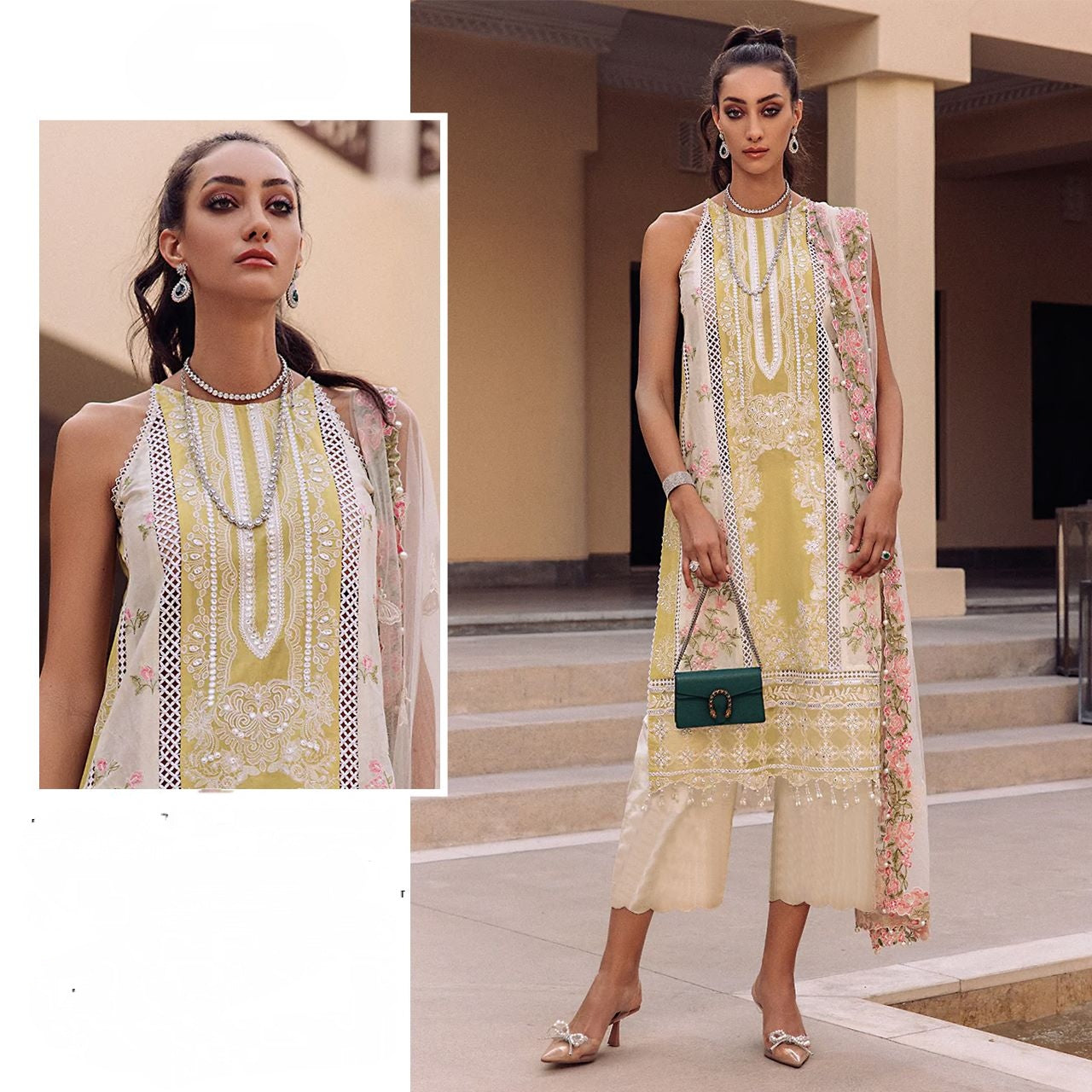 YELLOW AND WHITE LAWN SUIT 5417 N