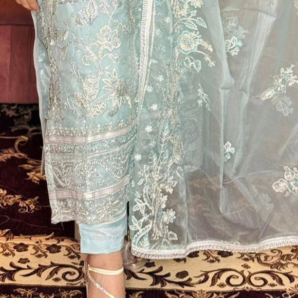 SABA SKY BLUE ORGANZA SUIT N