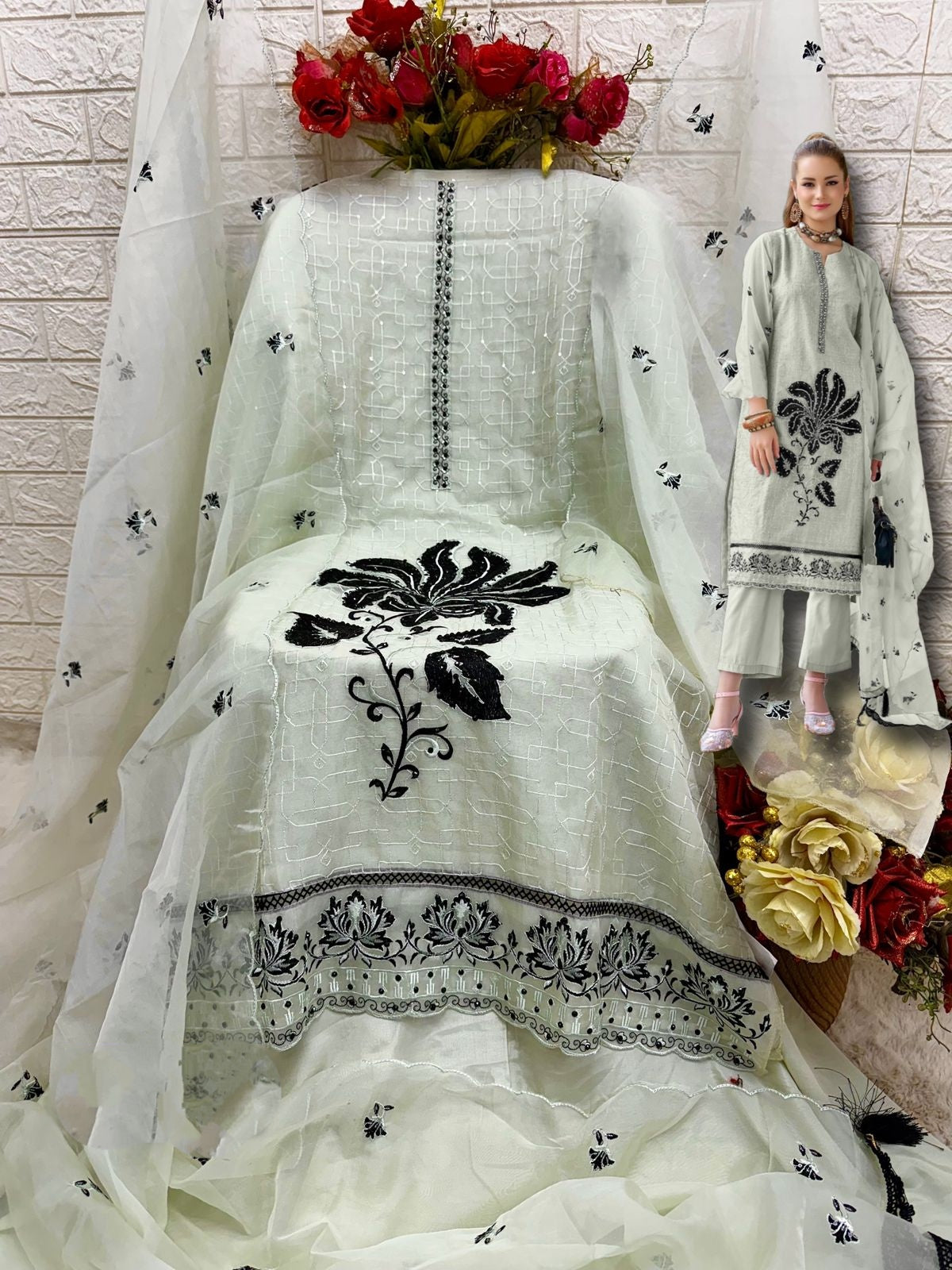 LIGHT GREEN ORGANZA 1849 Q