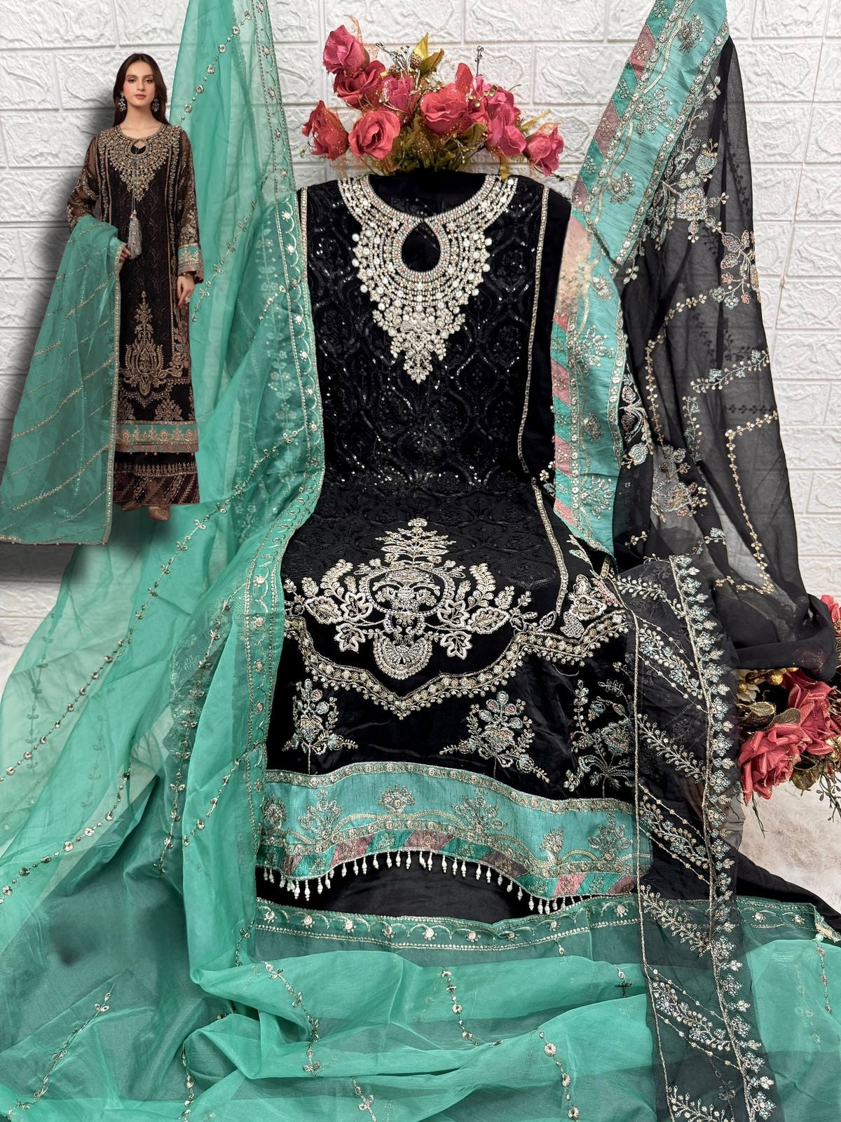 BLACK GEORGETTE SUIT 1377