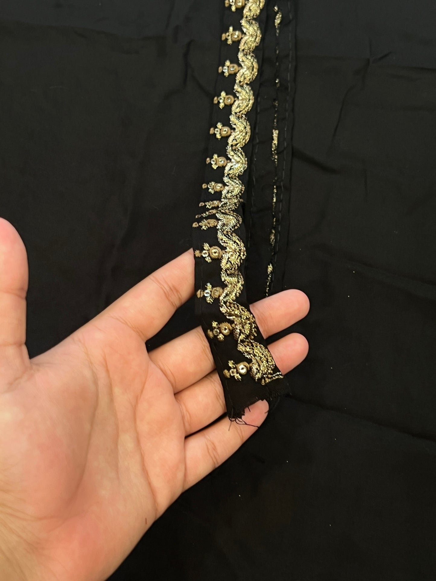 BLACK RAYON EMBROIDERY SUIT