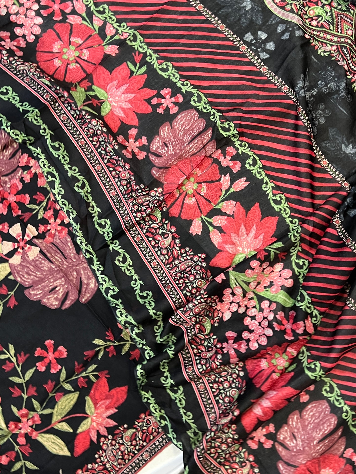 CASMERE BLACK COTTON EMBROIDERY READYMADE SUIT Q1