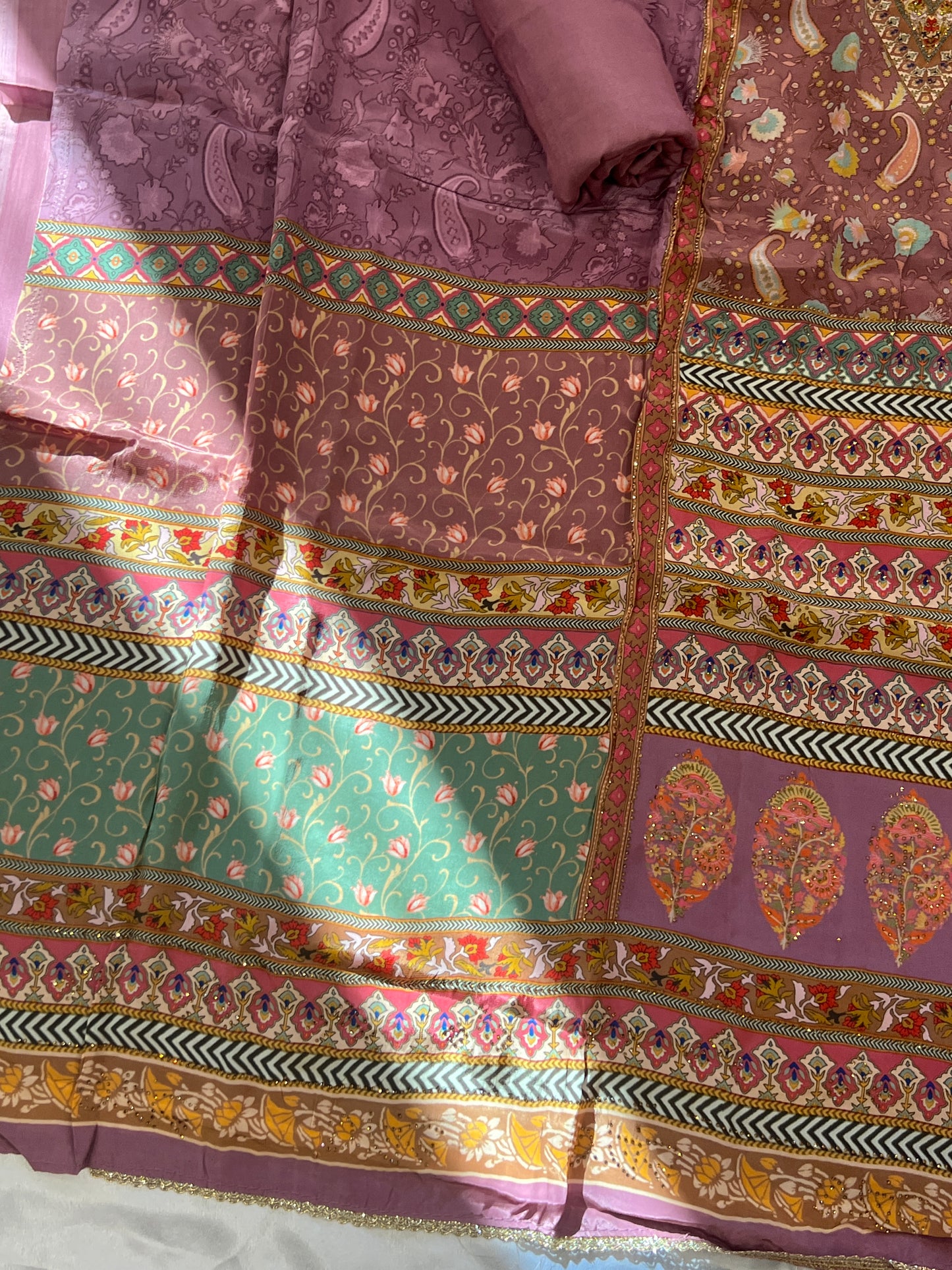 PURPLE PURE CREPE EMBROIDERY SUIT 1007