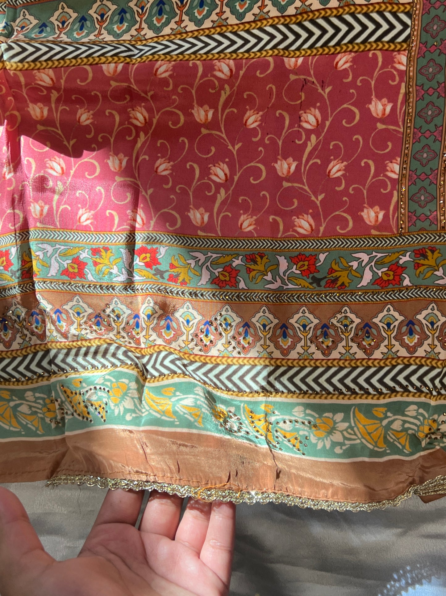 BROWN PURE CREPE EMBROIDERY SUIT 1007