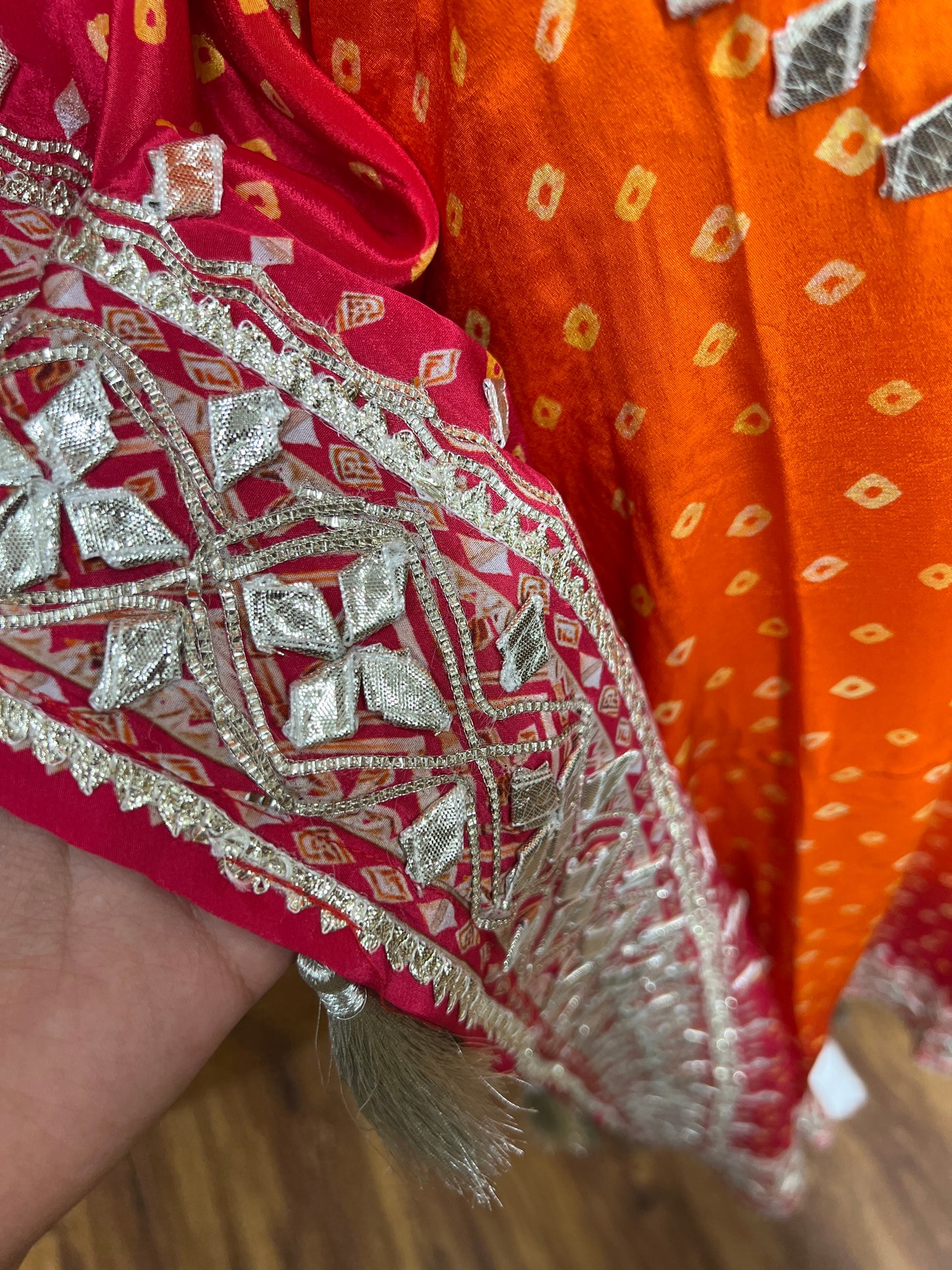 ORANGE PURE CREPE EMBROIDERED KAFTAN